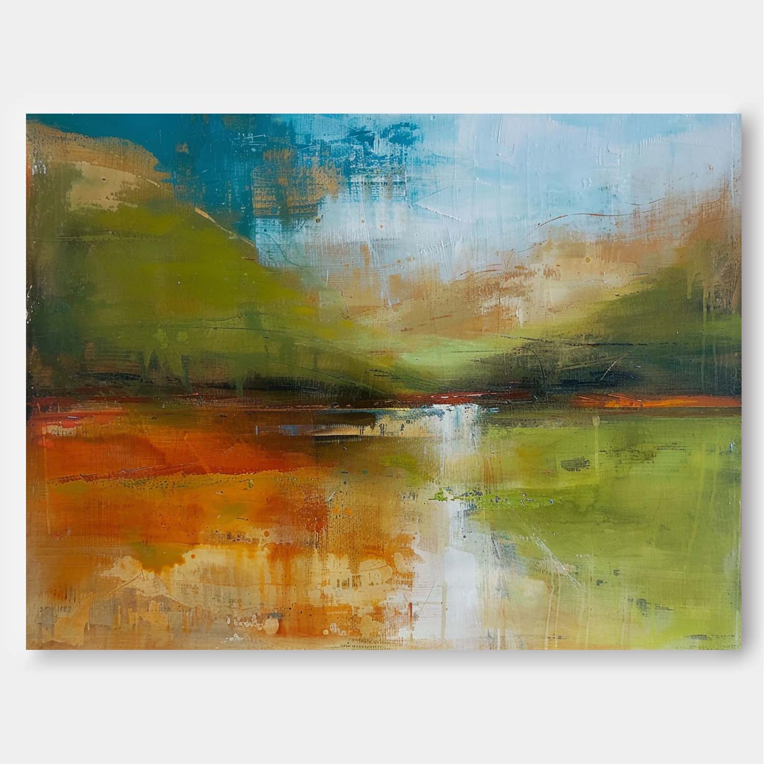 Warm Color Abstract Landscape Oil Painting On Canvas Original Scenery Painting For Living Room Wall Art Decor