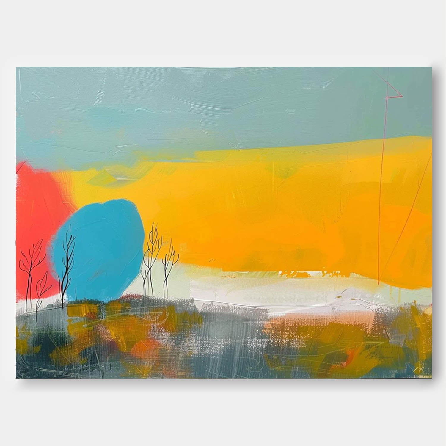 Abstract Landscape Oil Painting Texture Acrylic painting Modern Vibrant Colorful Natural Artwork