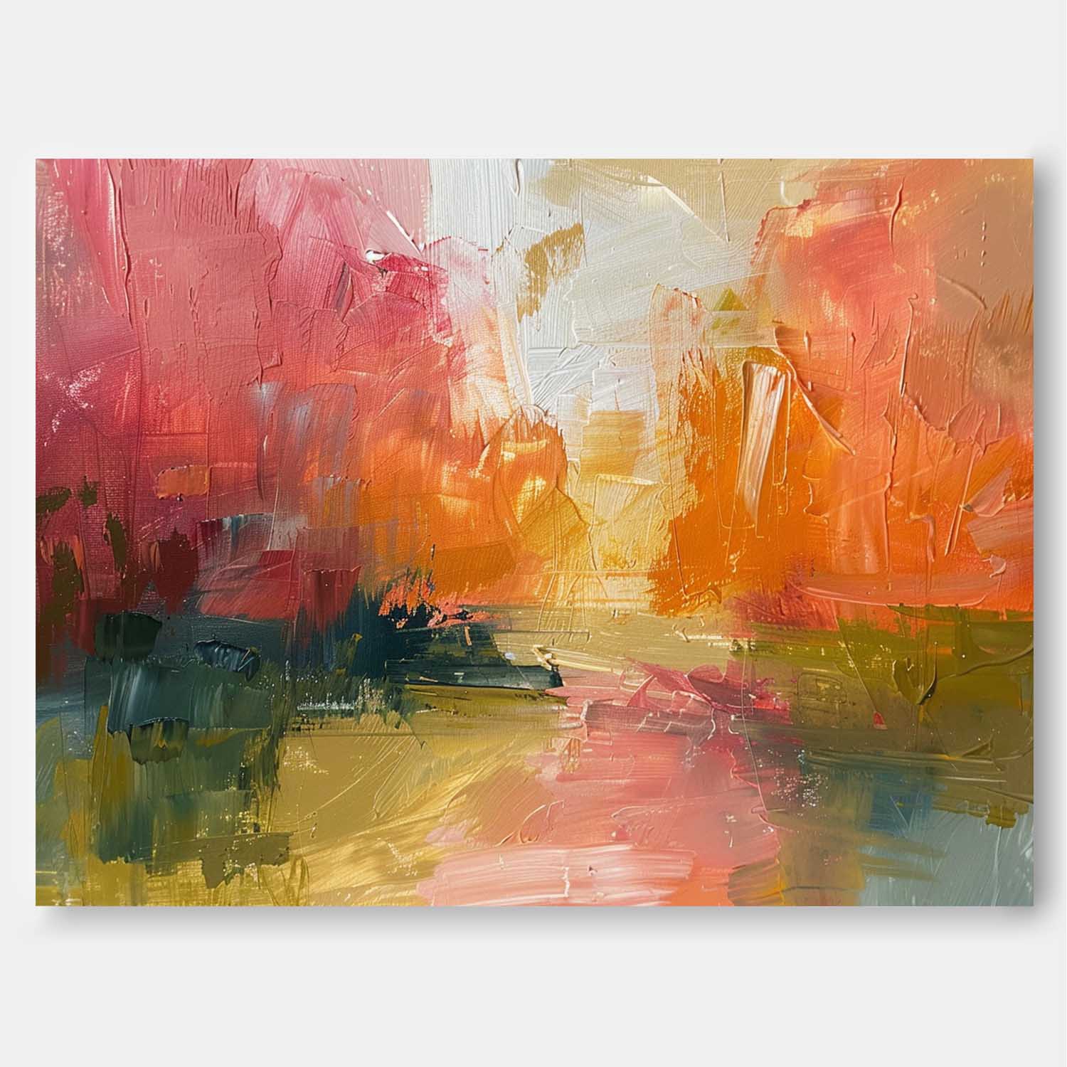 Abstract Landscape Oil Painting On Canvas Framed Texture High Quality Wall Art Original Scenery Painting