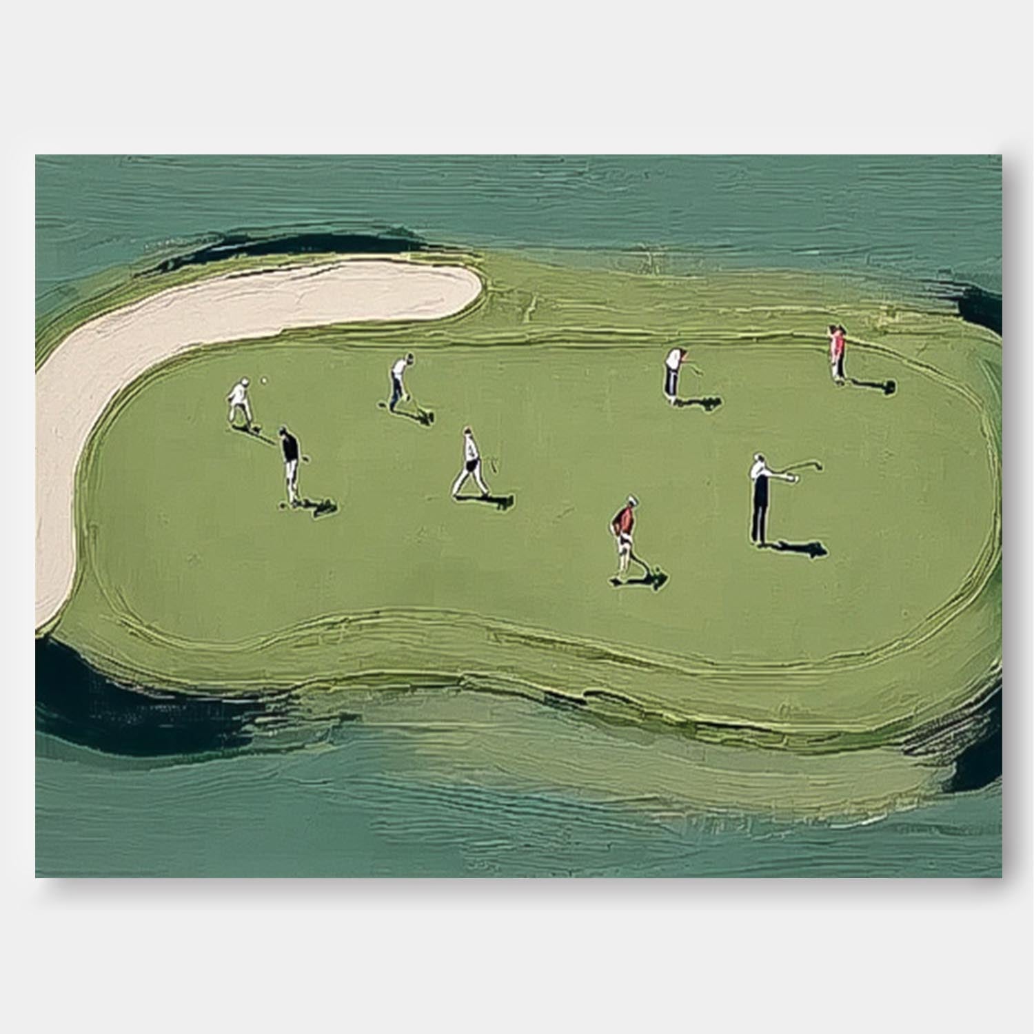 Modern Golf Artwork Contemporary Sport Decor Large Textured Multiplayer Golf Art Golf Lovers Gift