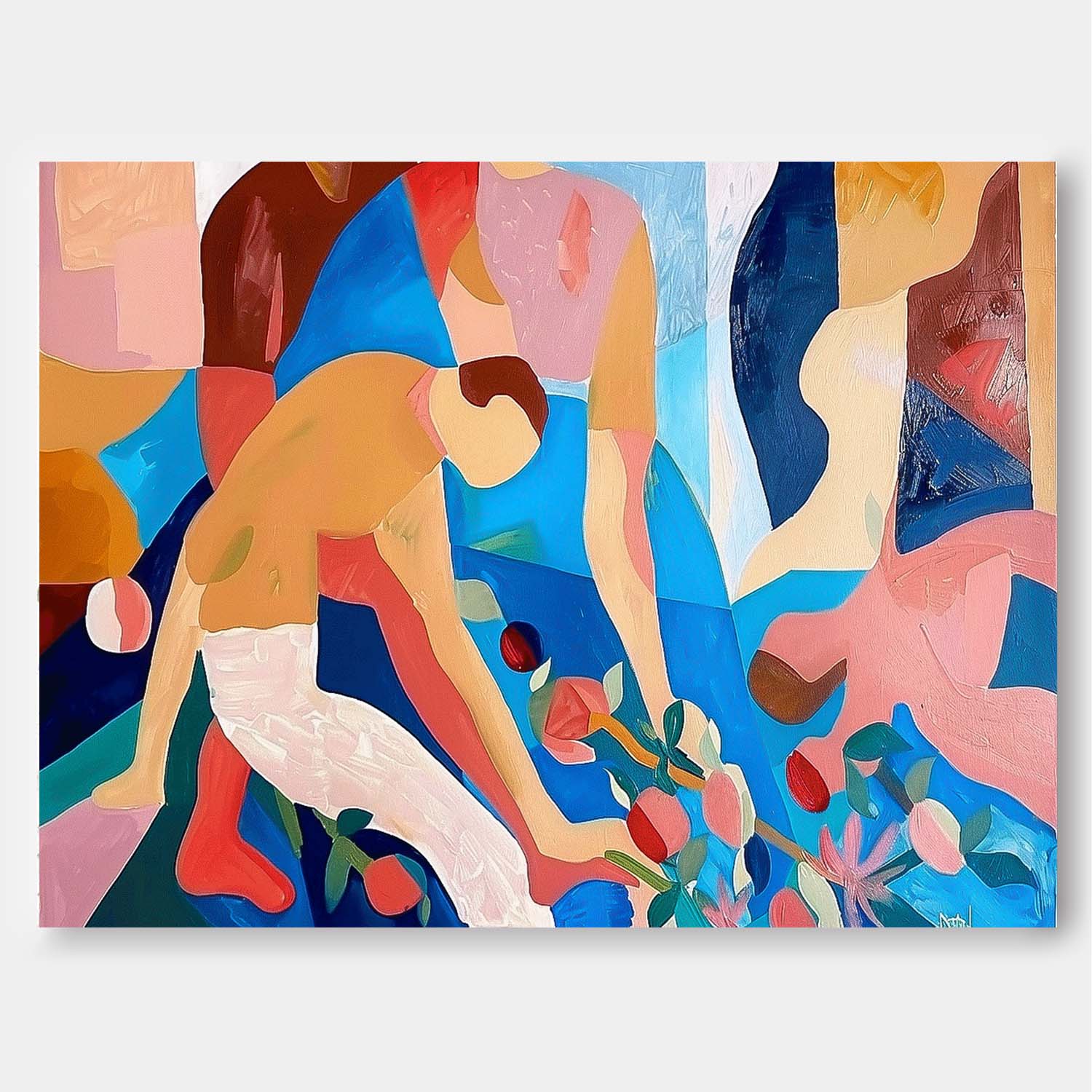 Abstract Portraiture Expressive Characters Artwork Artistic Faces Painting Bold Cubist-Inspired Modern Art Painting Figures Art