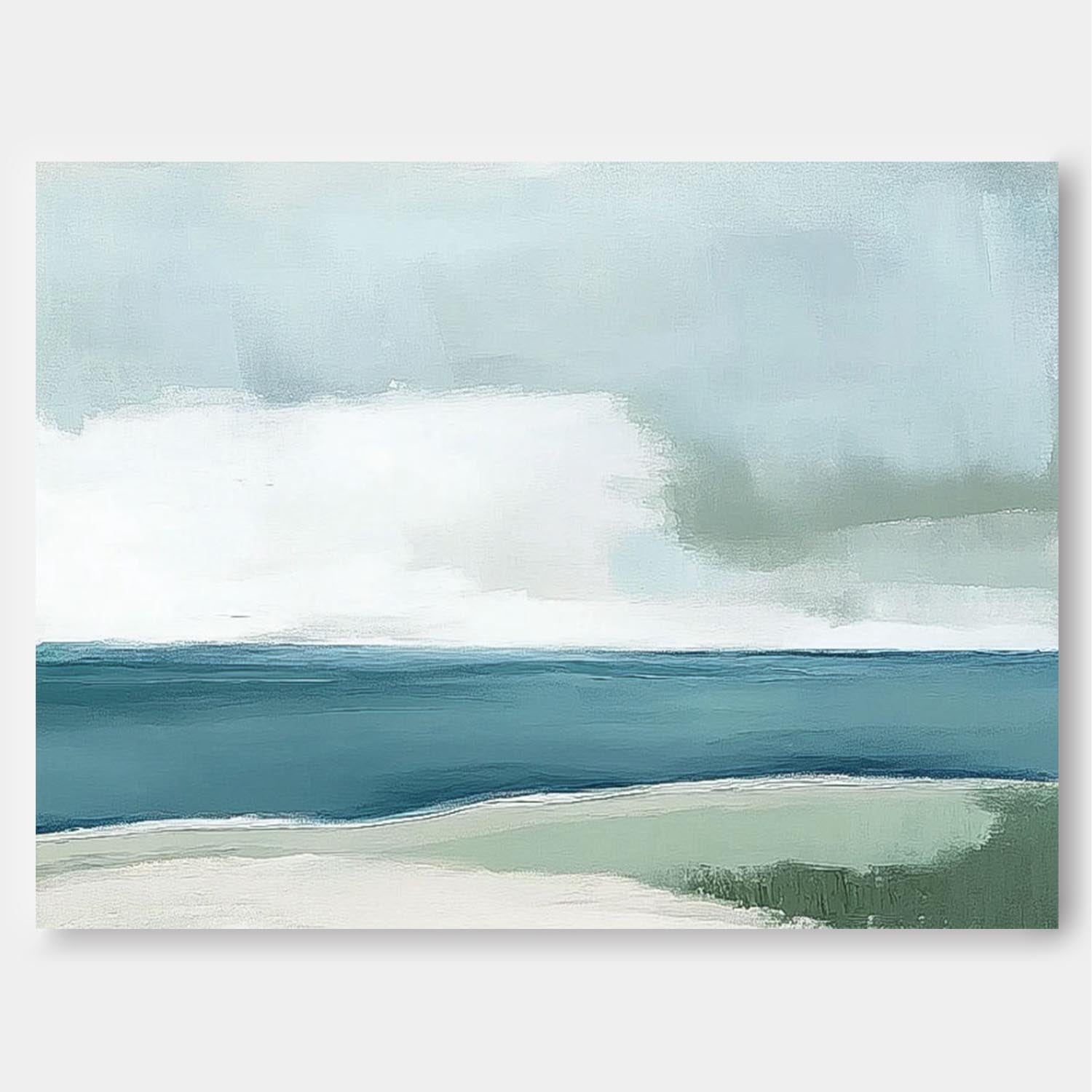 Abstract Lake Landscape Oil Painting Seaside Landscape Artwork Large Texture Scenery Wall Art Framed