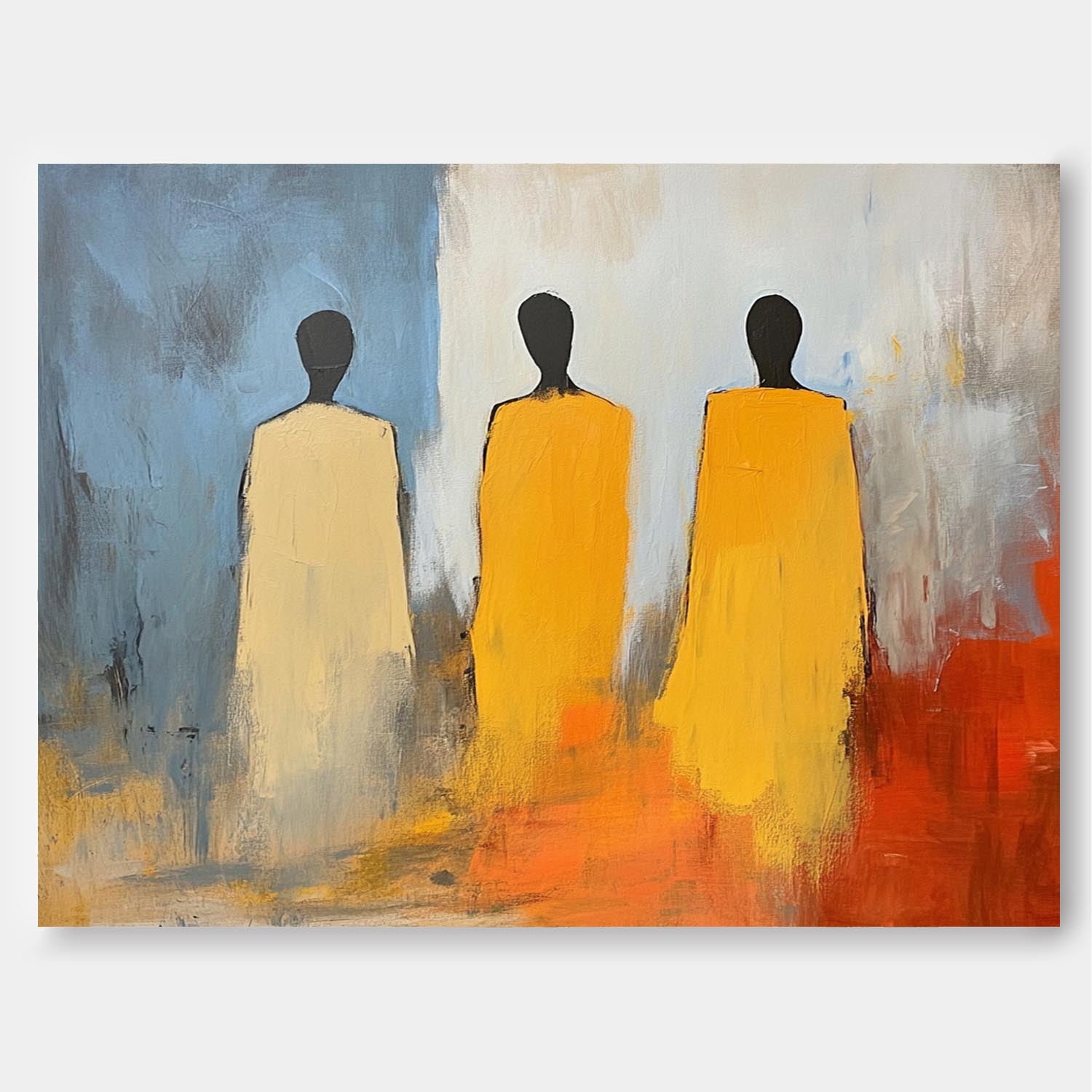 Modern Minimal Abstract Oil Painting Contemporary Gallery Wall Art Figure View Of Back Home Decor