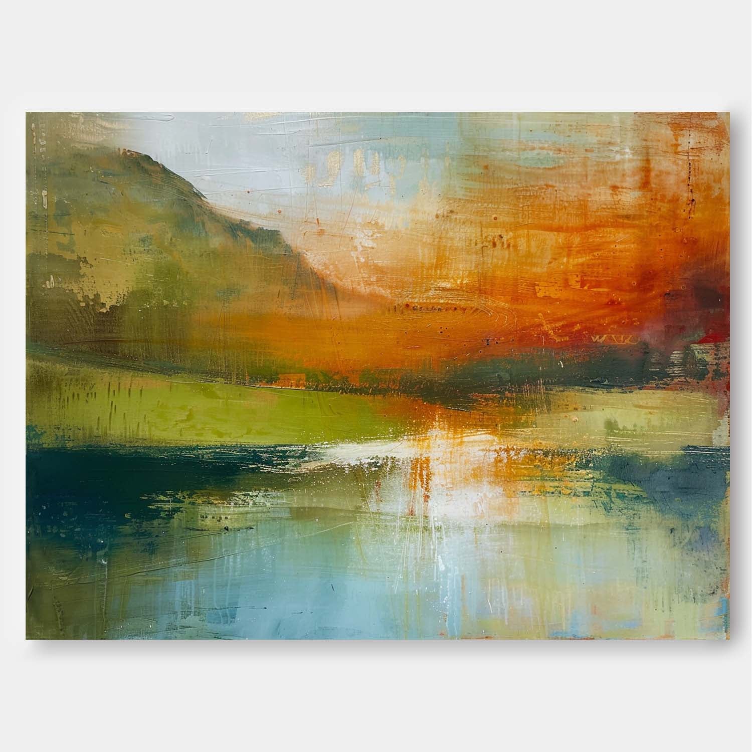 Original Scenery Painting Warm Color Abstract Landscape Oil Painting On Canvas For Living Room Wall Art Decor
