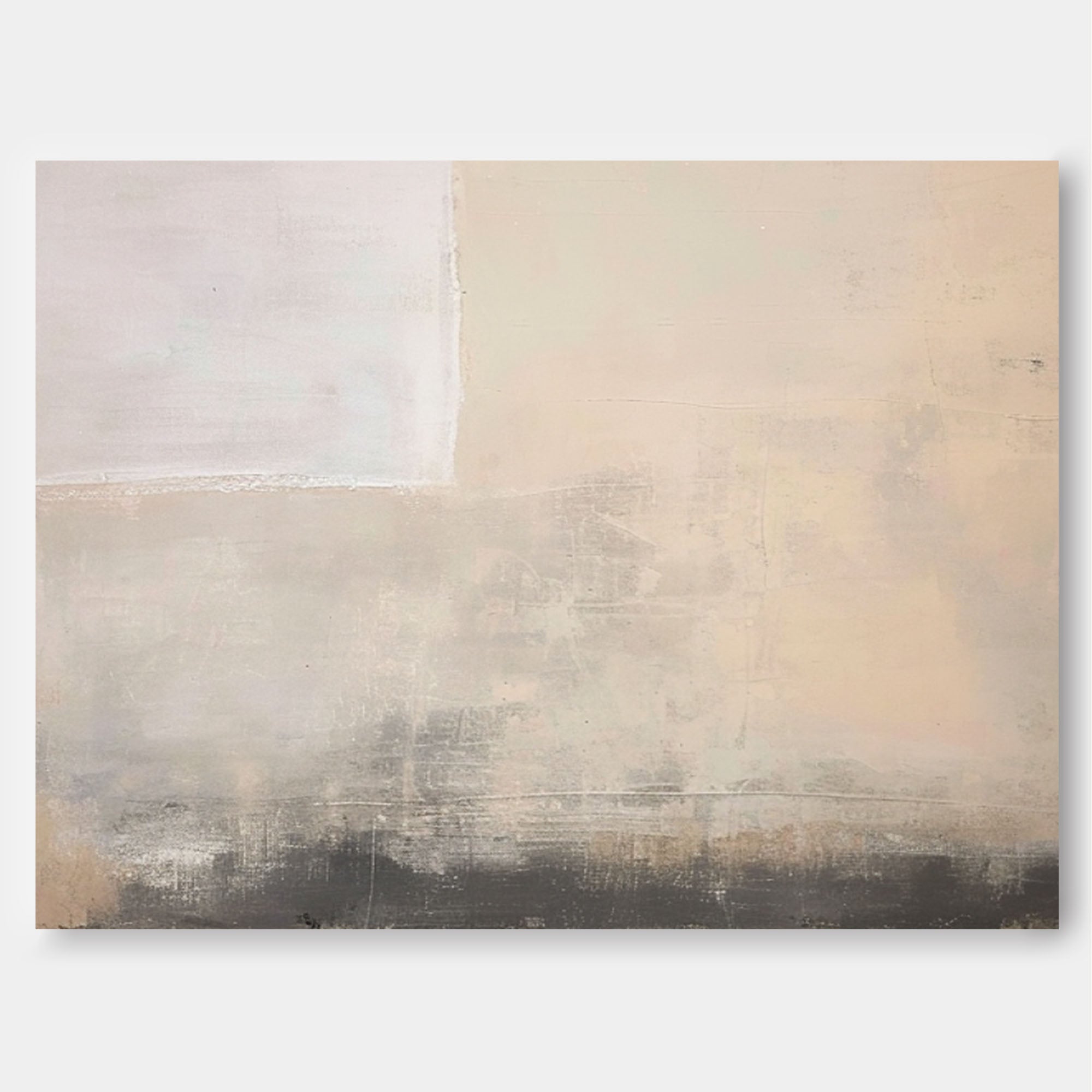Beige Modern Acrylic Painting Large Abstract Oil Painting Original Minimalist Wall Art For Living Room