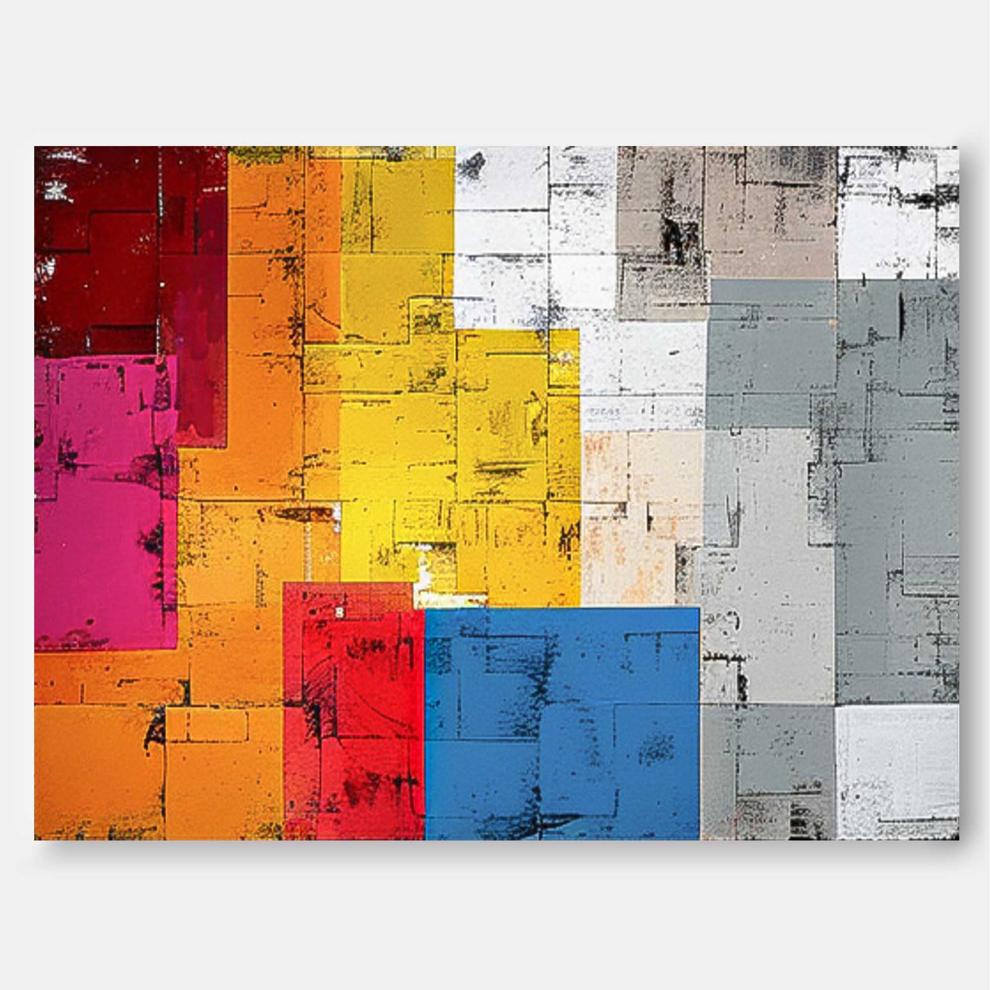 Original Geometry Wall Art Large Retro Abstract Oil Painting Color Buy Abstract Paintings Online Home Decor