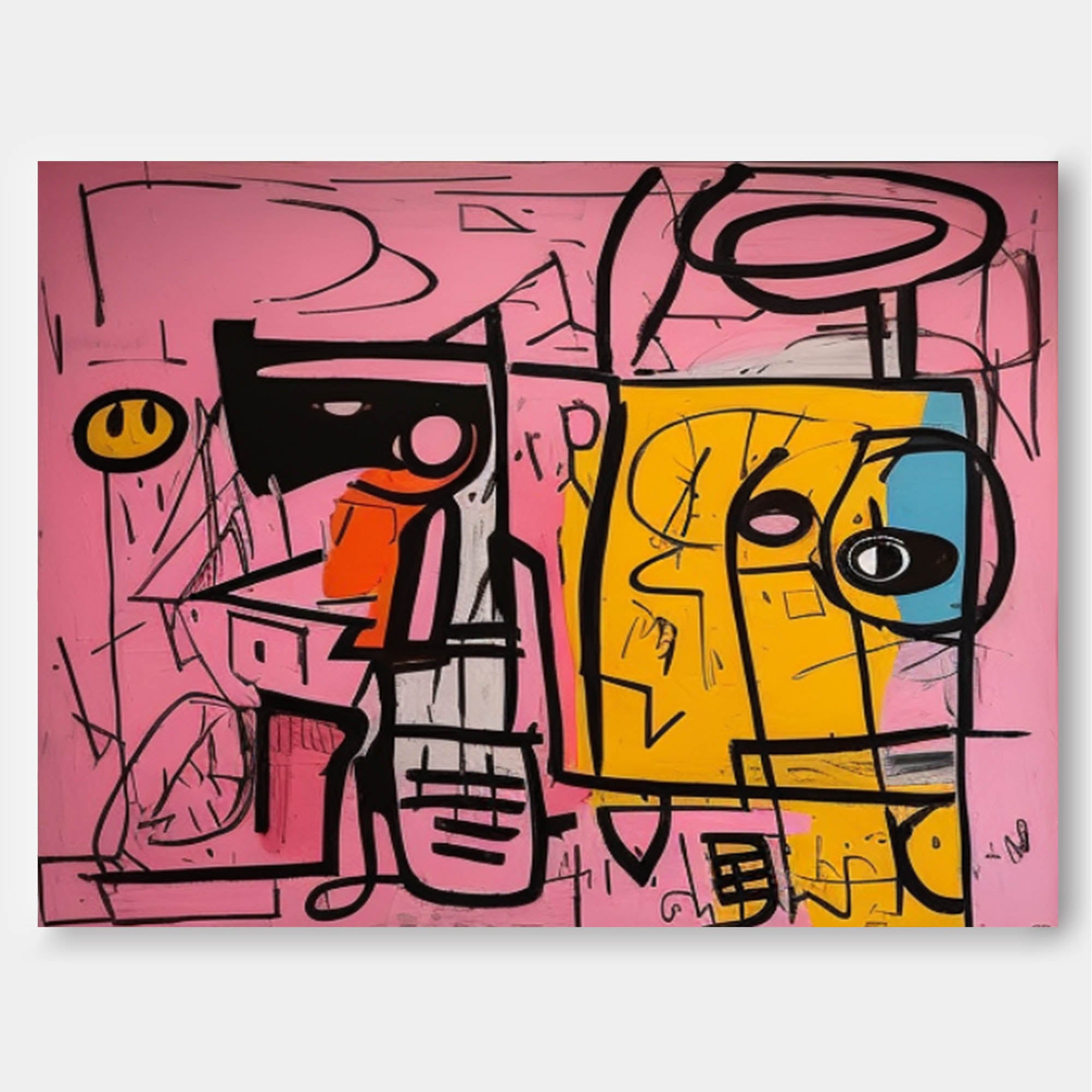 Large interesting Abstract Oil Painting Original Graffiti Wall Art Vibrant Pink Buy Abstract Paintings Online For Living Room