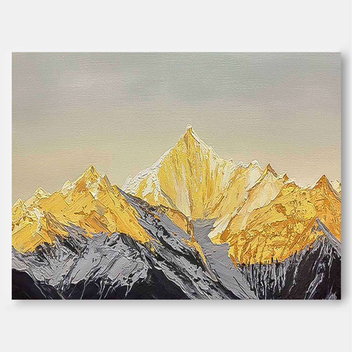 Modern Abstract Gold Mountain Oil Painting On Canvas Large Original Mountain Wall Art For Living Room