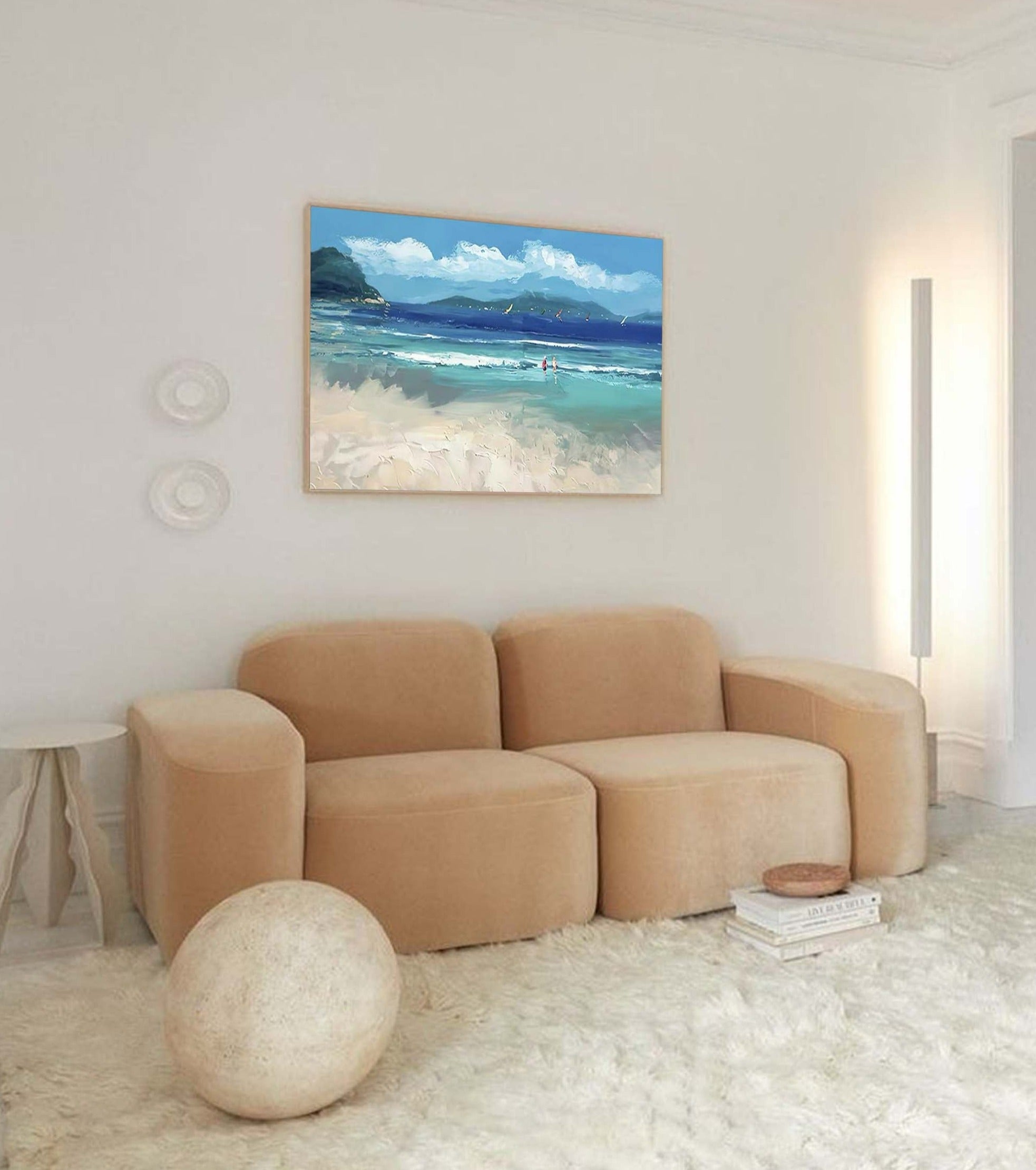 Large Blue Ocean Abstract Oil Painting Original Ocean 3D Texture Painting Ocean Canvas Wall Art Living Room Decor