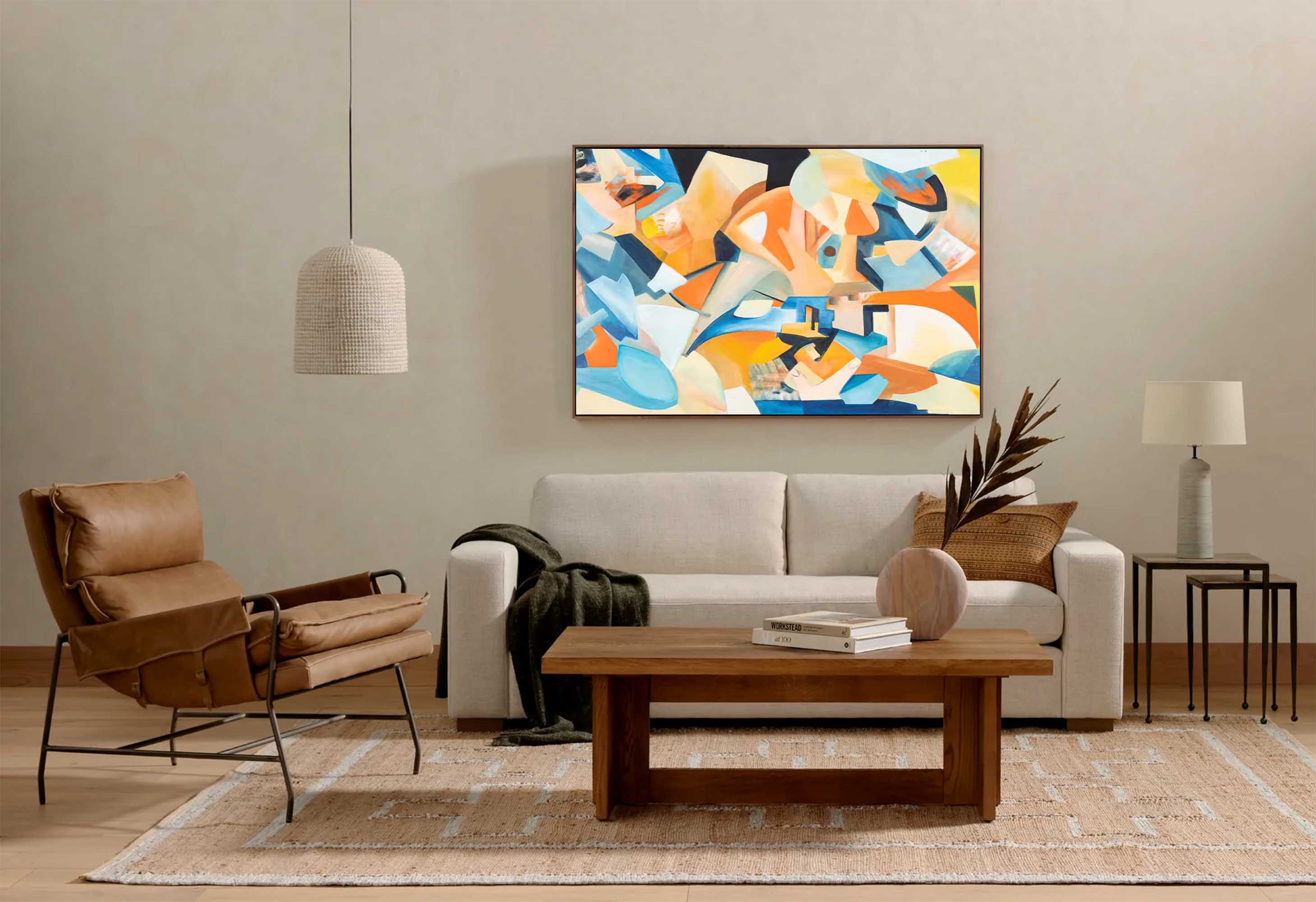 Original Abstract Oil Painting On Canvas Geometric Painting Living Room Wall Art Decor