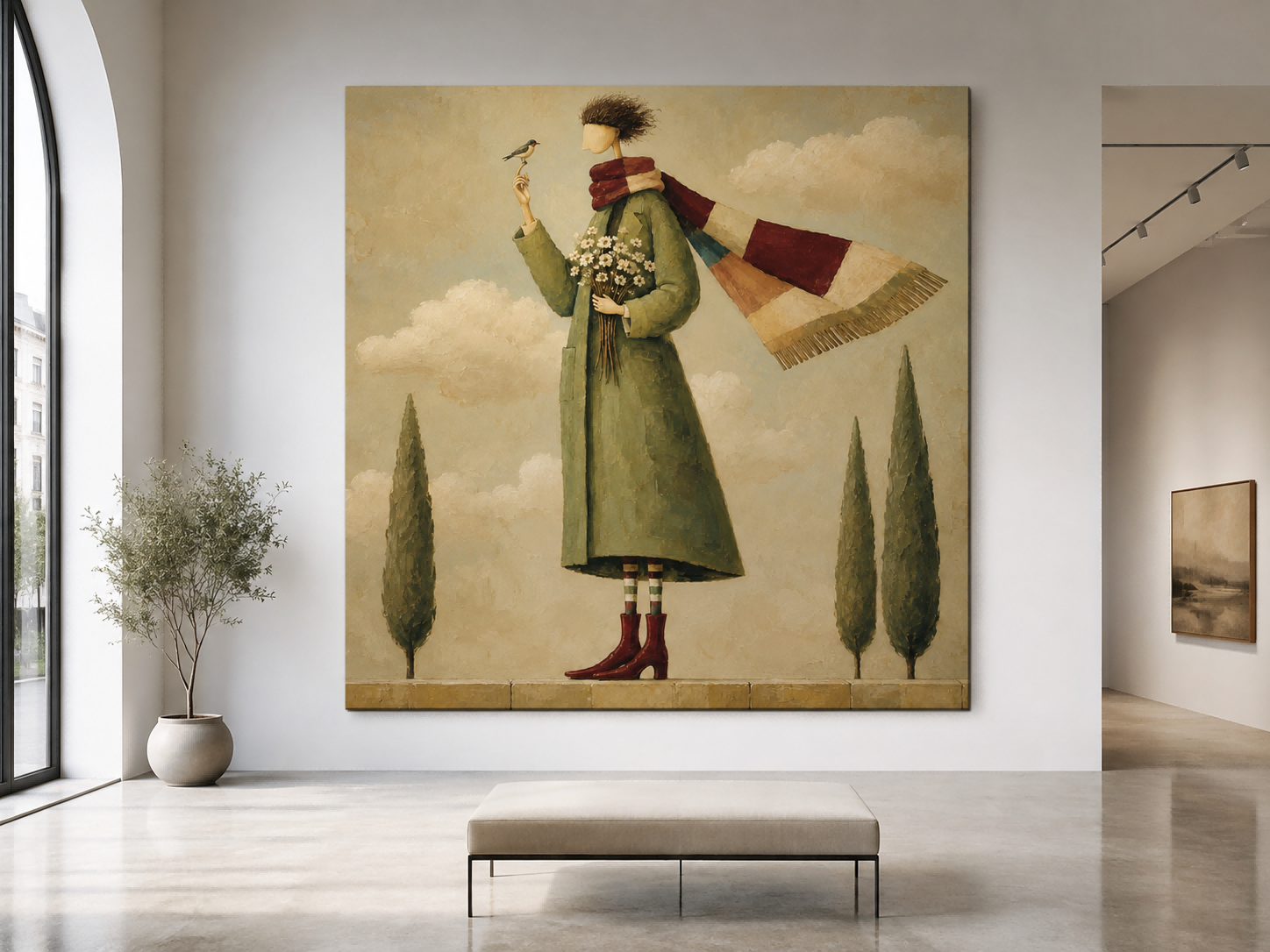 Art Deco Inspired Fantasy Painting Unique Handmade Wall Decor