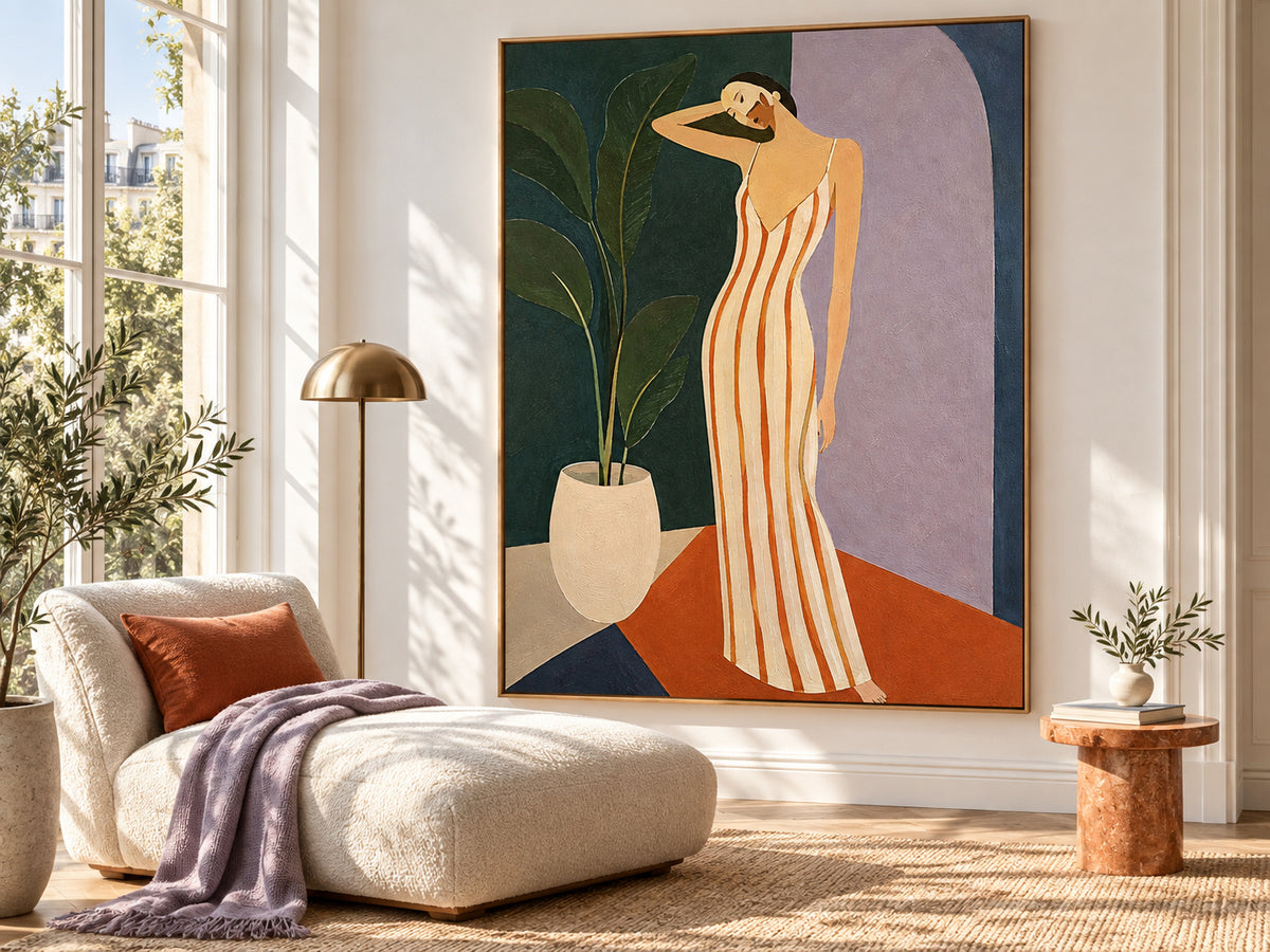 Abstract Modernist Figure Painting In Muted Earth Tones