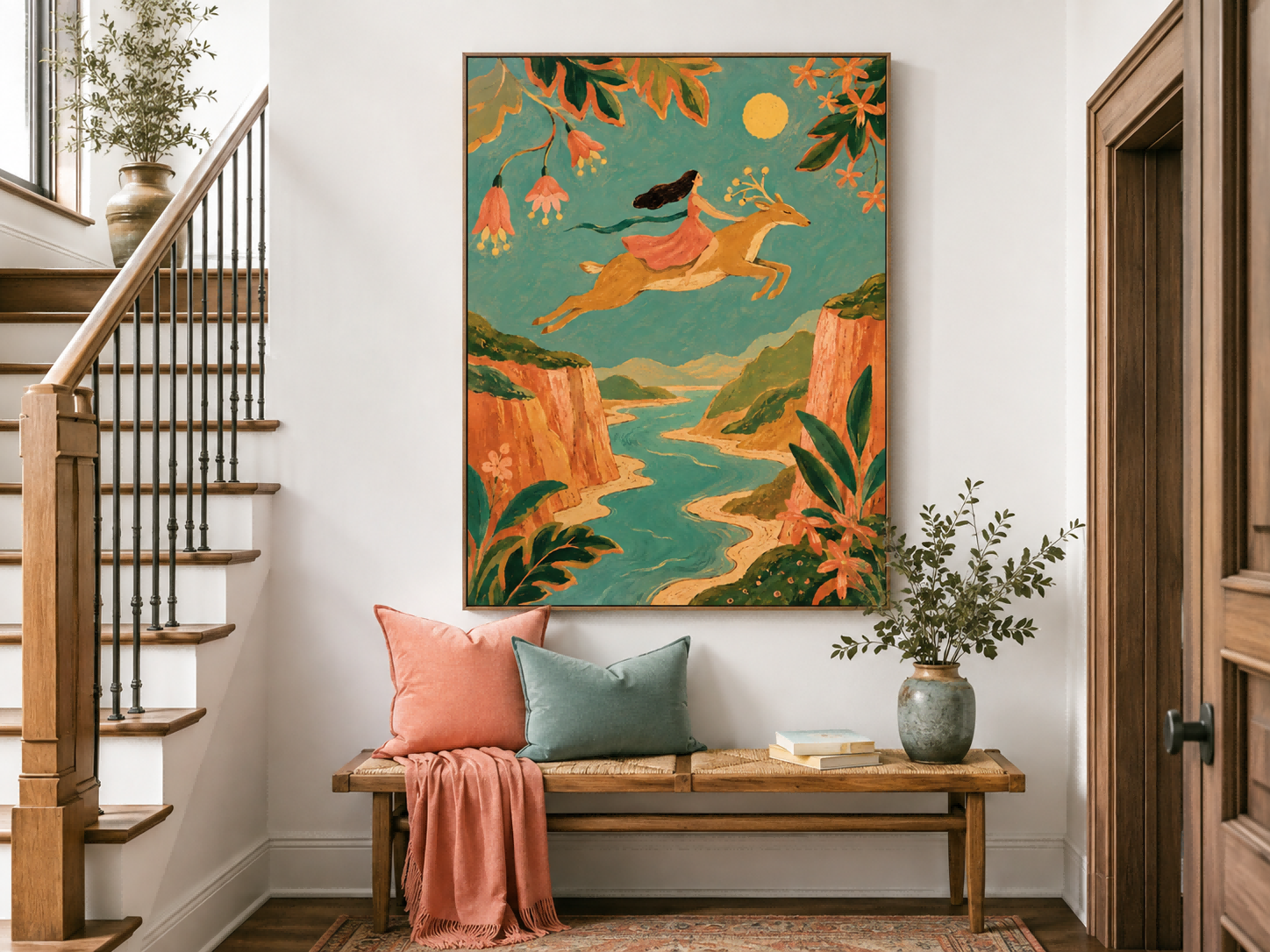 Whimsical Canyon River Wall Art For Bohemian Living Room