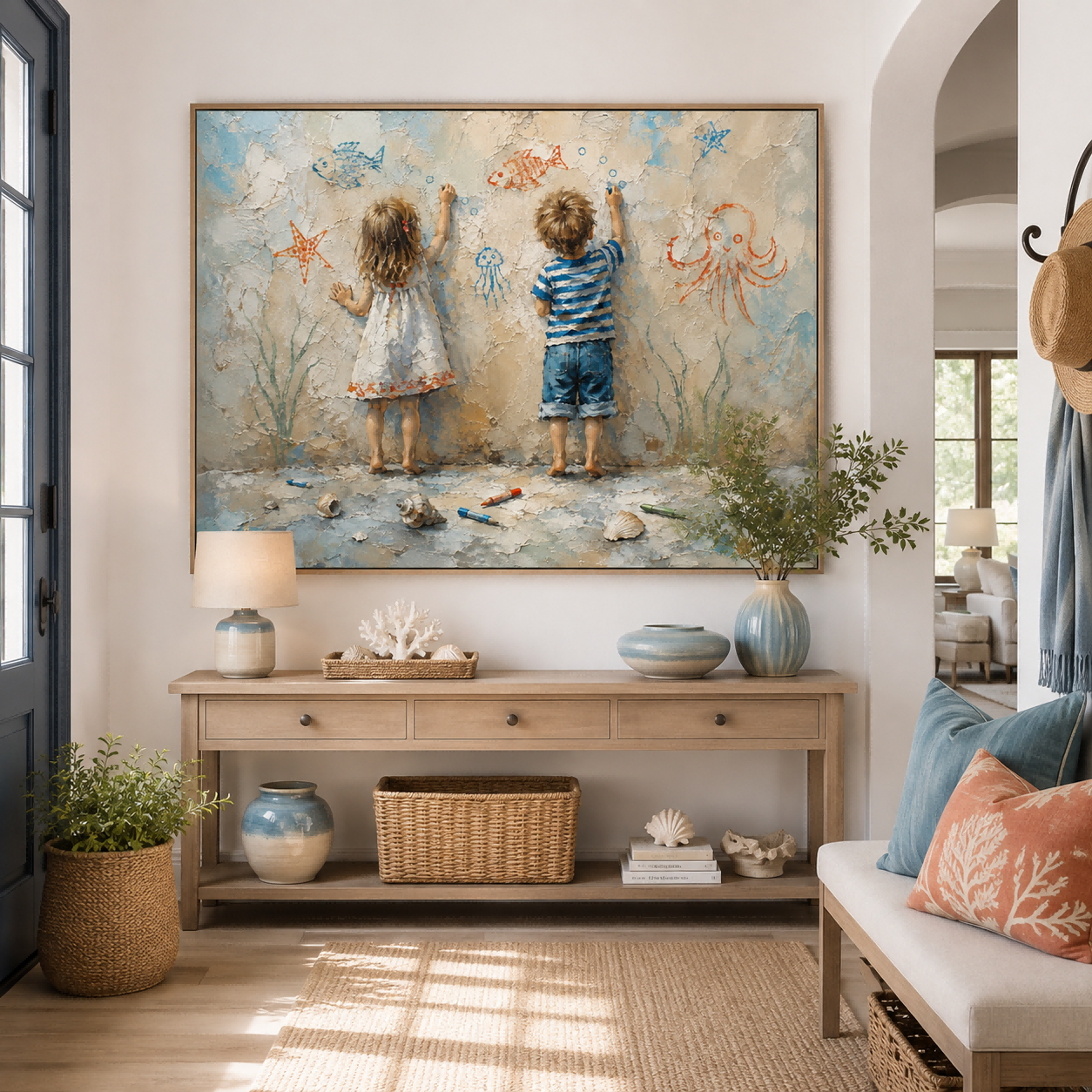 Heartwarming Children Back View Artwork Capturing Pure Joy And Imagination