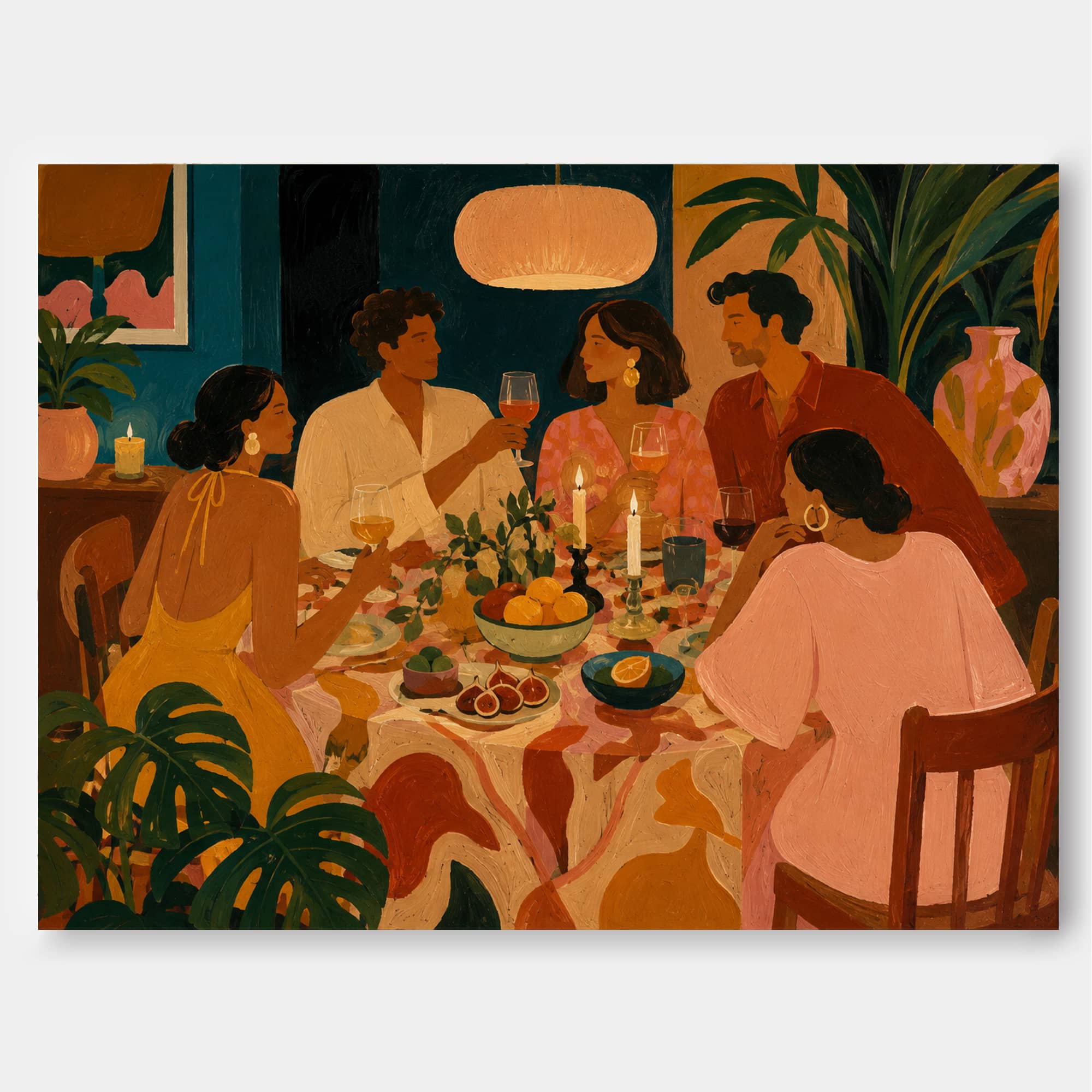 Vibrant Social Gathering Wall Art For Dining Room And Lounge Decor