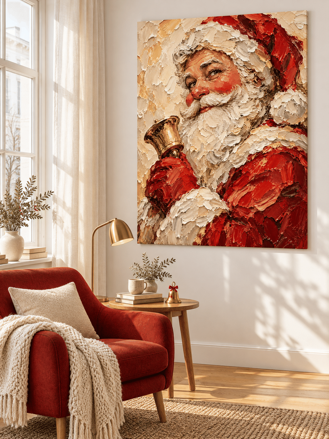 Impressionist Textured Santa Art Modern Holiday Decor Gift Idea