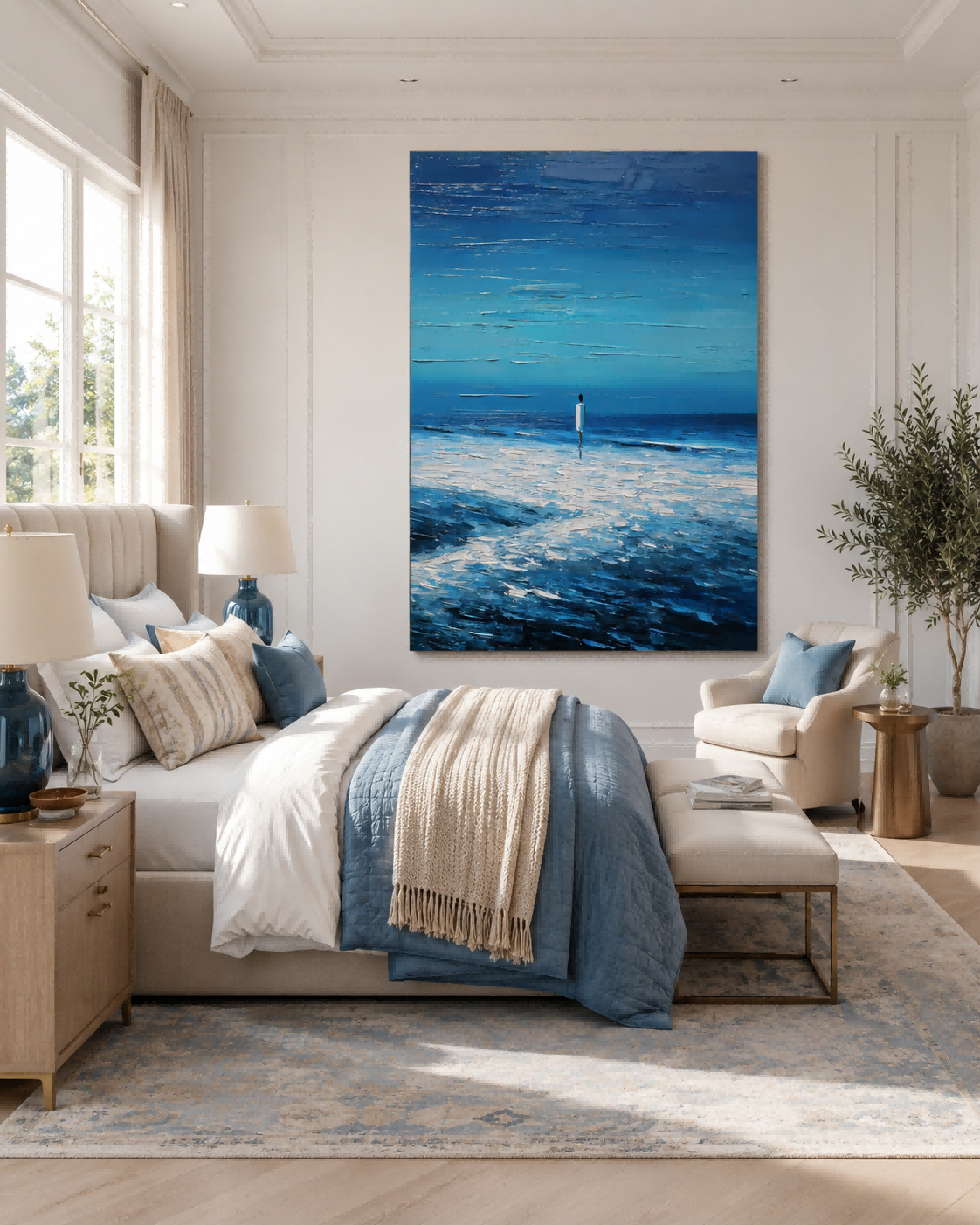 Original Figurative Seascape Oil Painting Expressing Solitude And Ocean Power