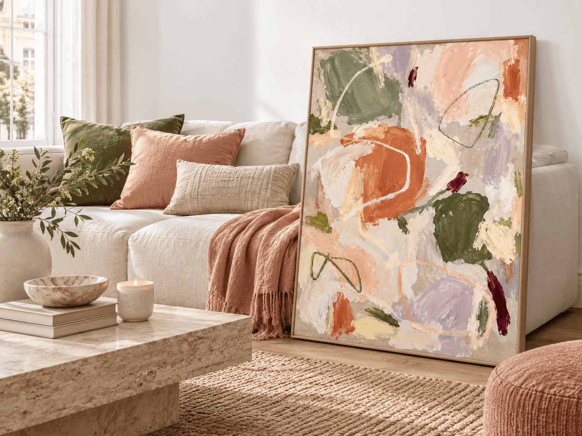 Abstract Hand-Painted Canvas Art With Earthy Tones And Textured Brushwork