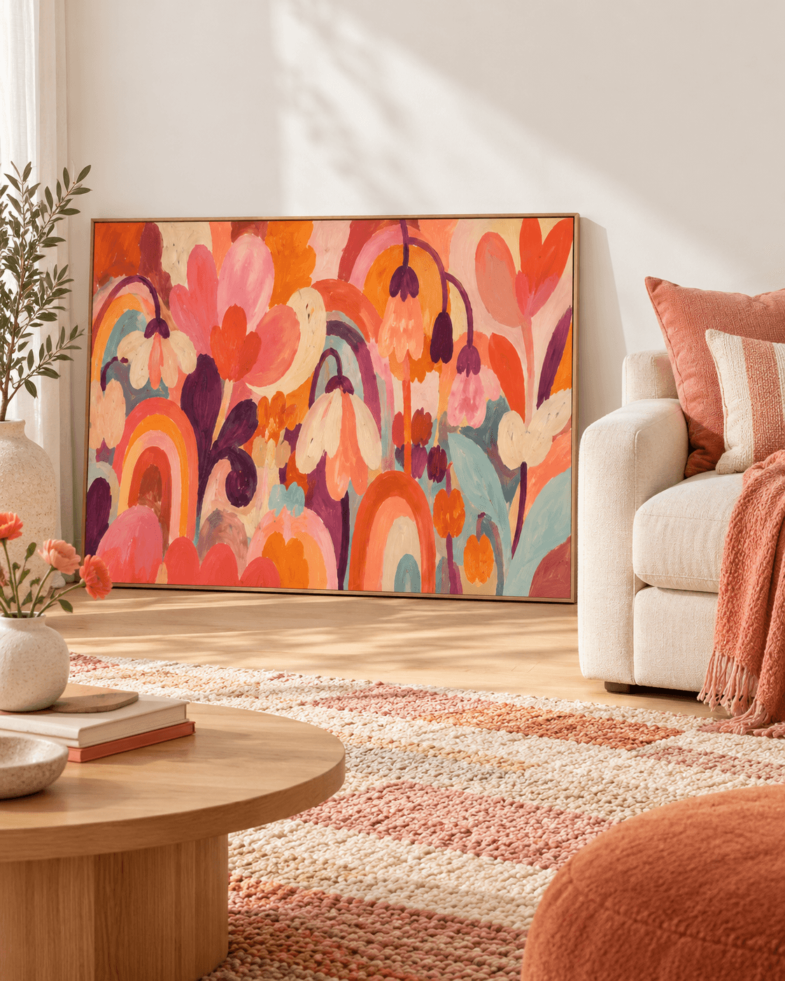 Scandinavian Style Abstract Art Hand-Painted Canvas With Expressive Brushwork