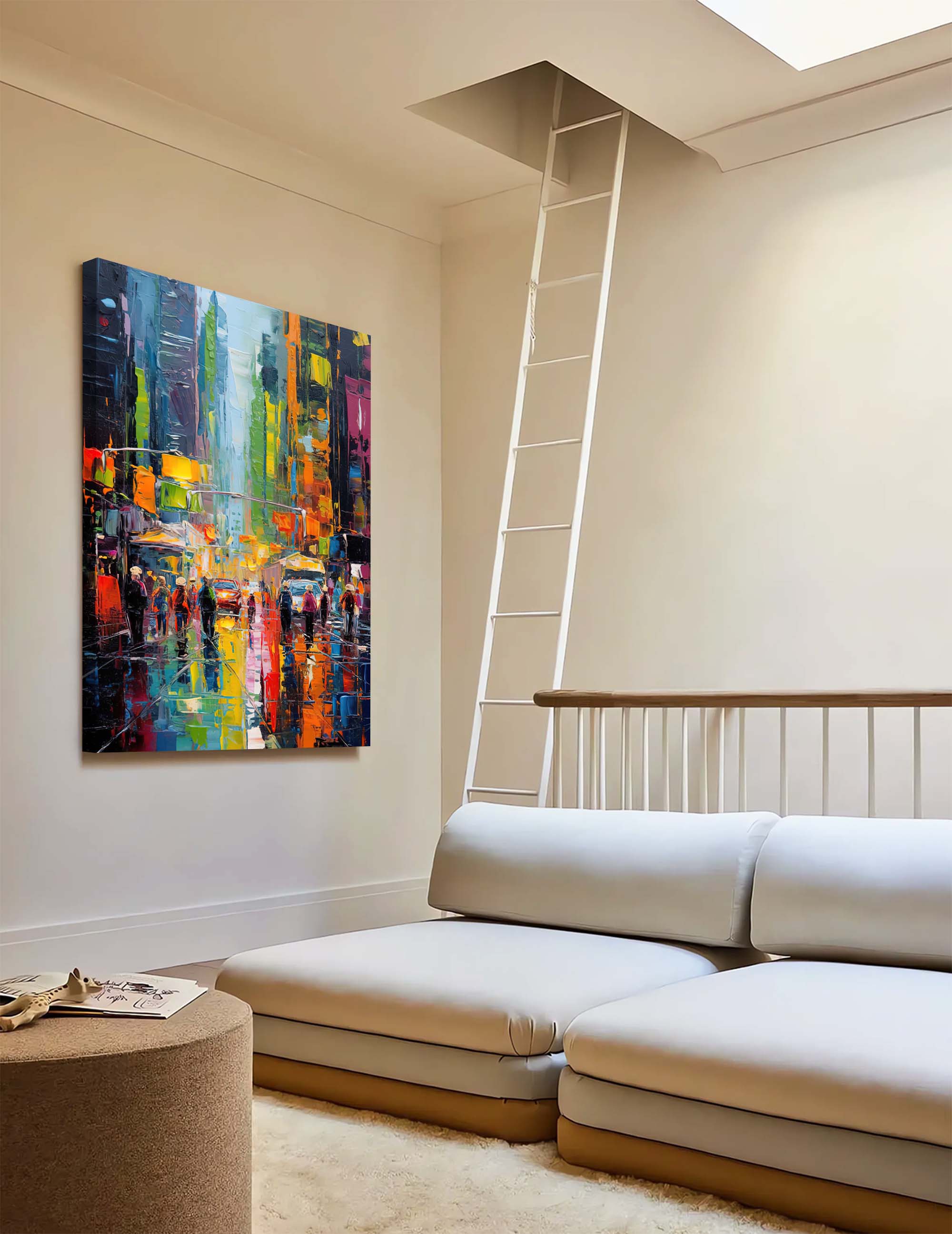 Original Modern Cityscape Oil Painting On Canvas Abstract Urban Scene Art Large Wall Art Home Decor