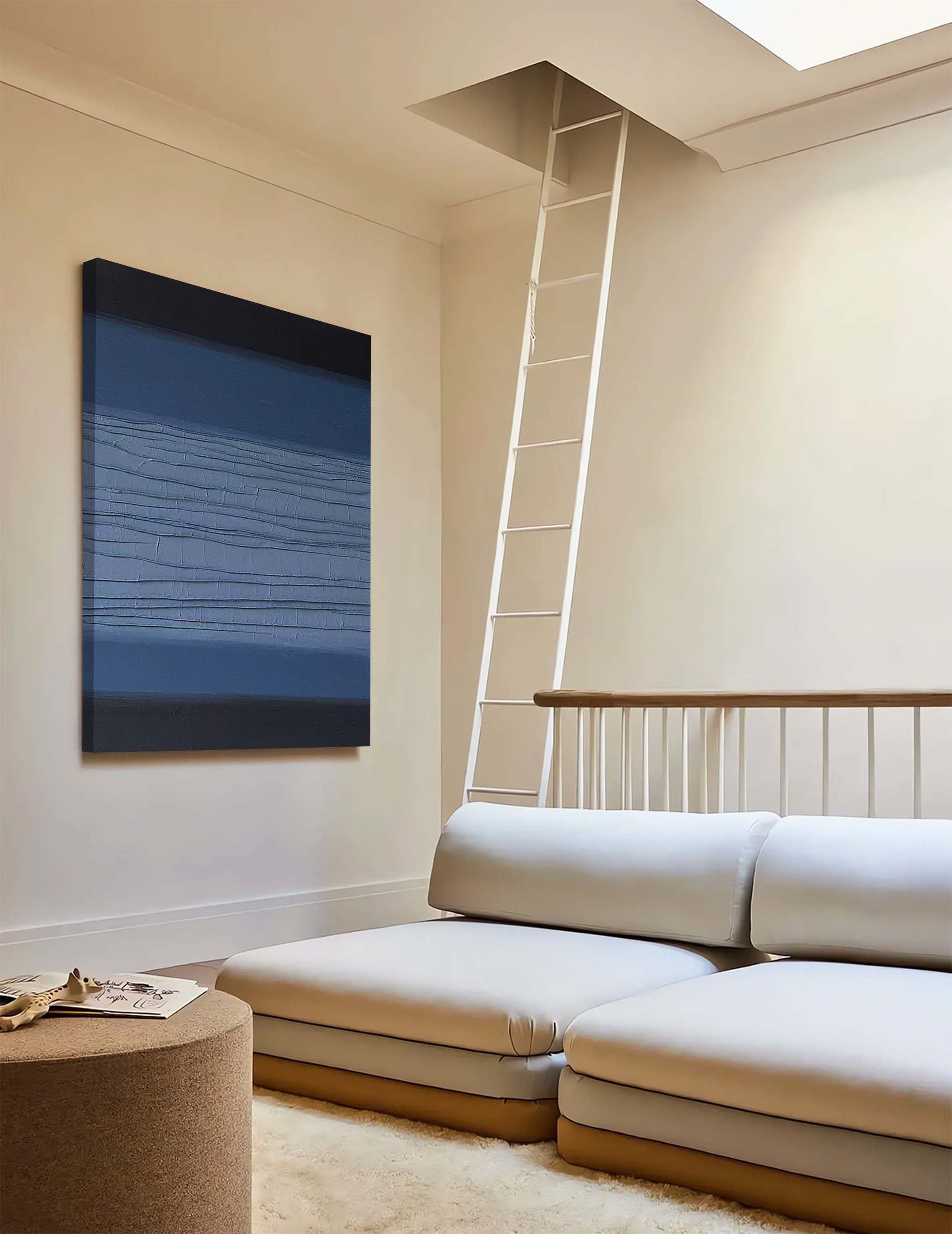 Original Wall Art Blue And Black Large Abstract acrylic painting Texture Minimalist Oil Painting On Canvas Home Decor