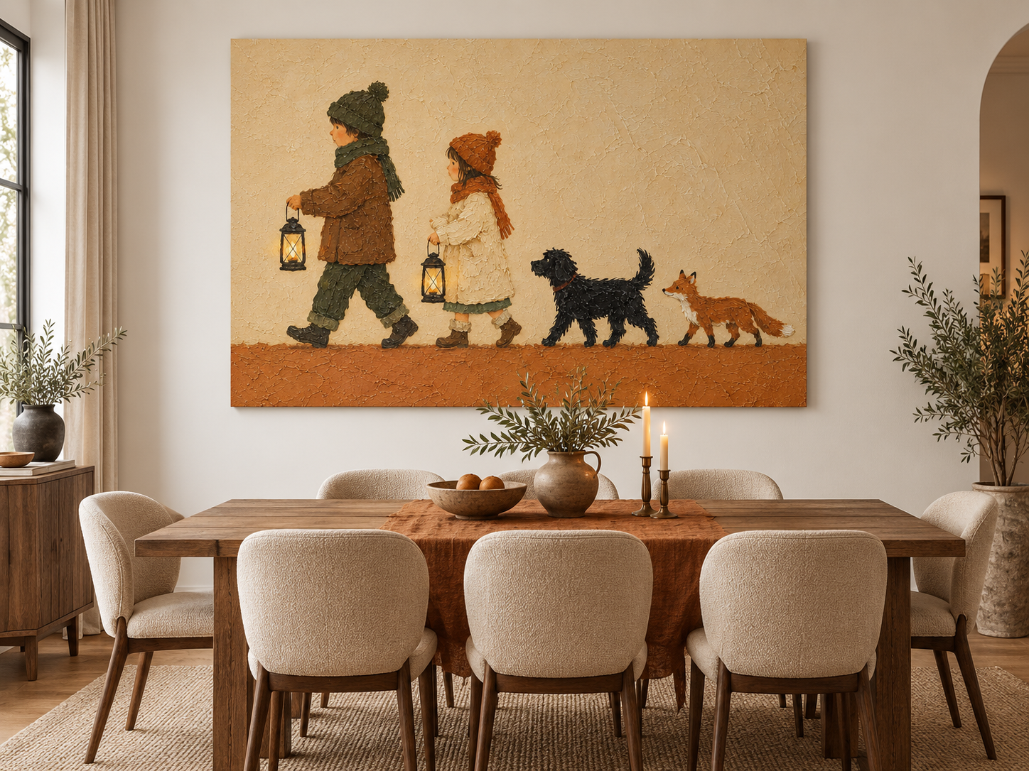 Warm Cozy Wall Art For Living Room Kids Bedroom Original Painting With Pets