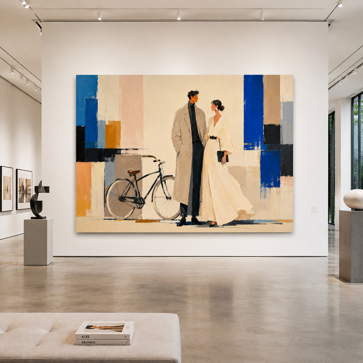 Chic Urban Couple Portrait In Abstract Style Premium Canvas Art For Home Office