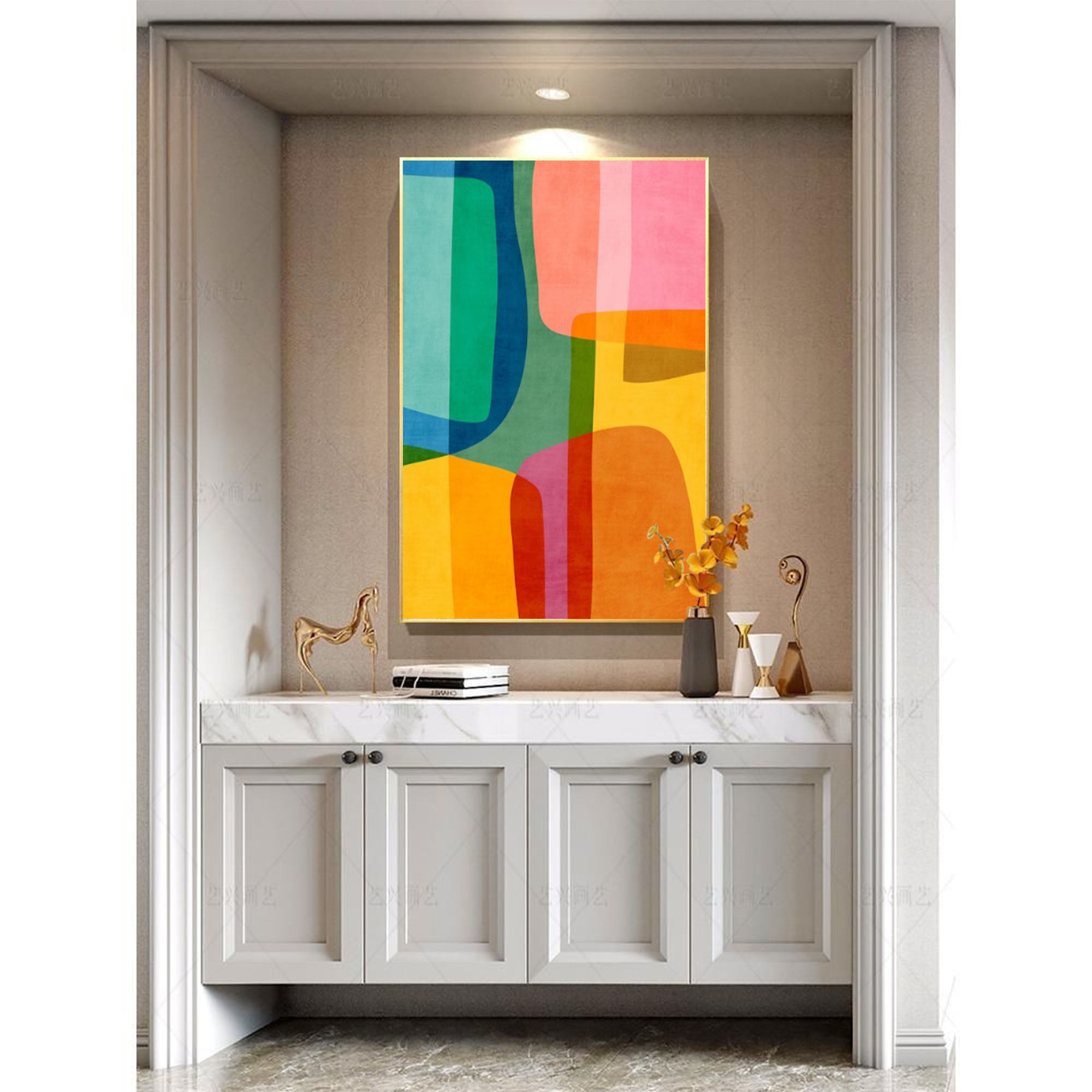 Modern Wall Art Bright Colors Living Room Art Original Multicolored Abstract Acrylic Painting