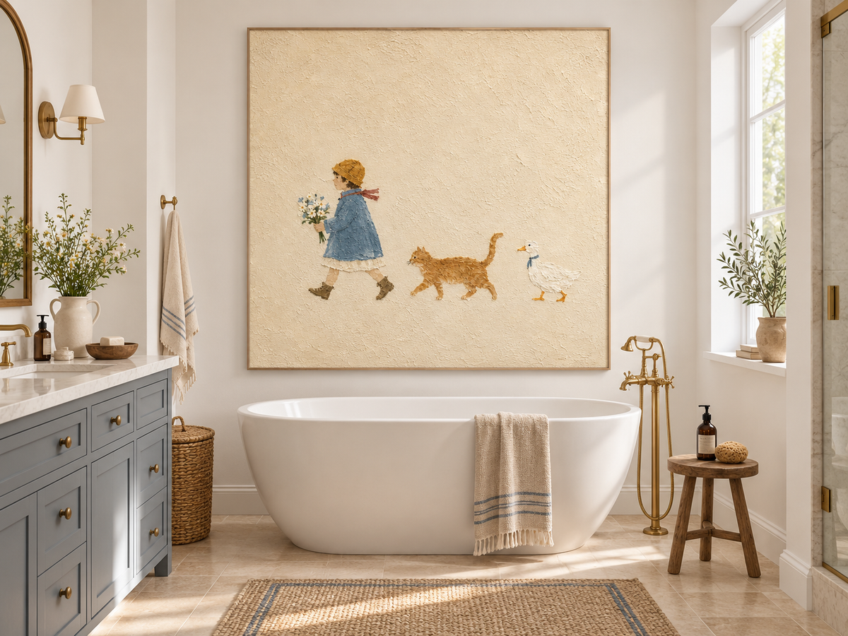 Whimsical Nursery Wall Art Hand-Painted Square Canvas For Kids Room