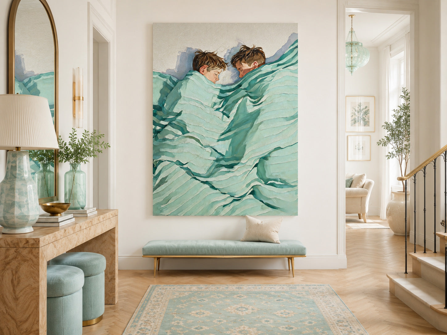Healing Brotherly Love Art Original Oil Painting For Modern Home Decor