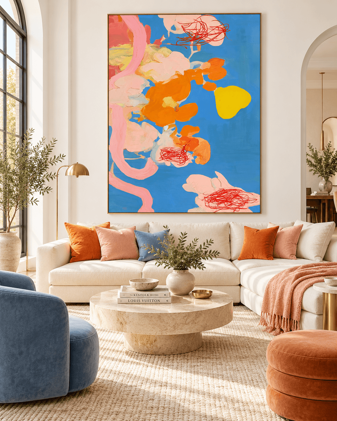 Scandinavian Style Abstract Art With Graffiti Touch And Bright Hues