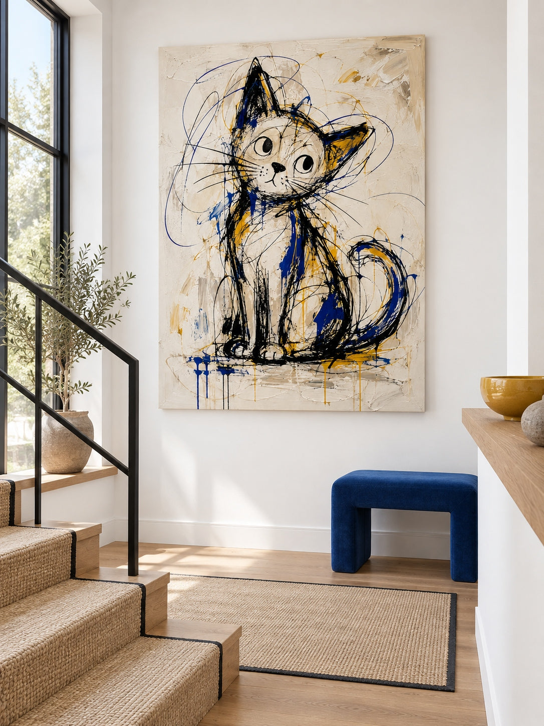 Modern Graffiti Cat Wall Art For Living Room And Kids Bedroom Decor