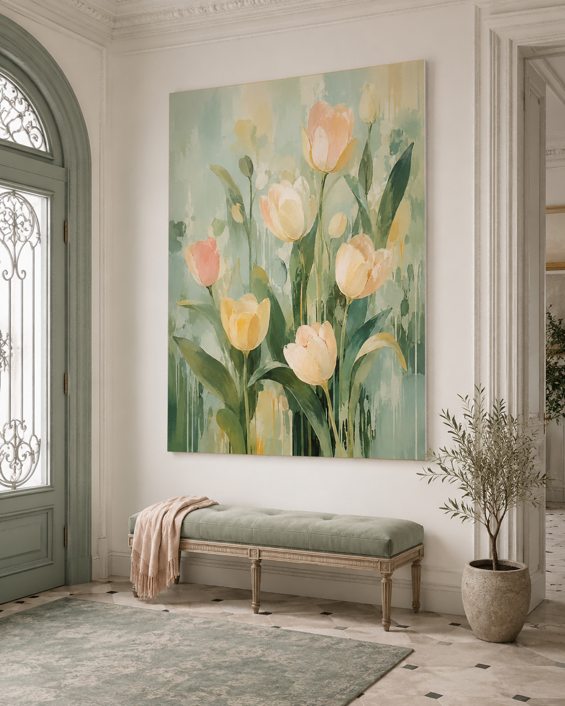 Modern Impasto Style Abstract Flower Painting With Textured Finish
