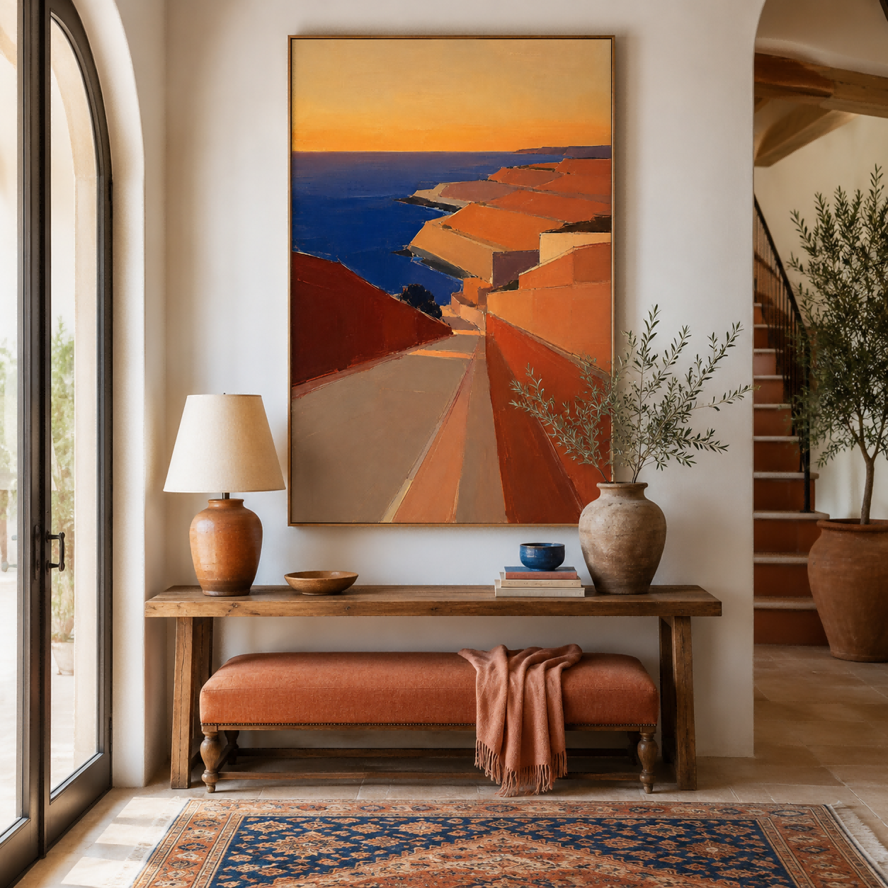 Contemporary Abstract Sea View Painting With Refined Texture For Luxury Interiors