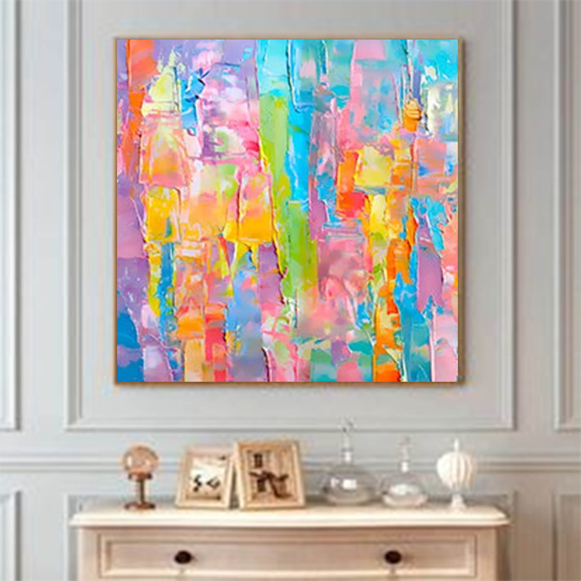 Abstract Colorful Oil Painting On Canvas Original Texture Acrylic Painting Wall Art Modern Living Room Decor