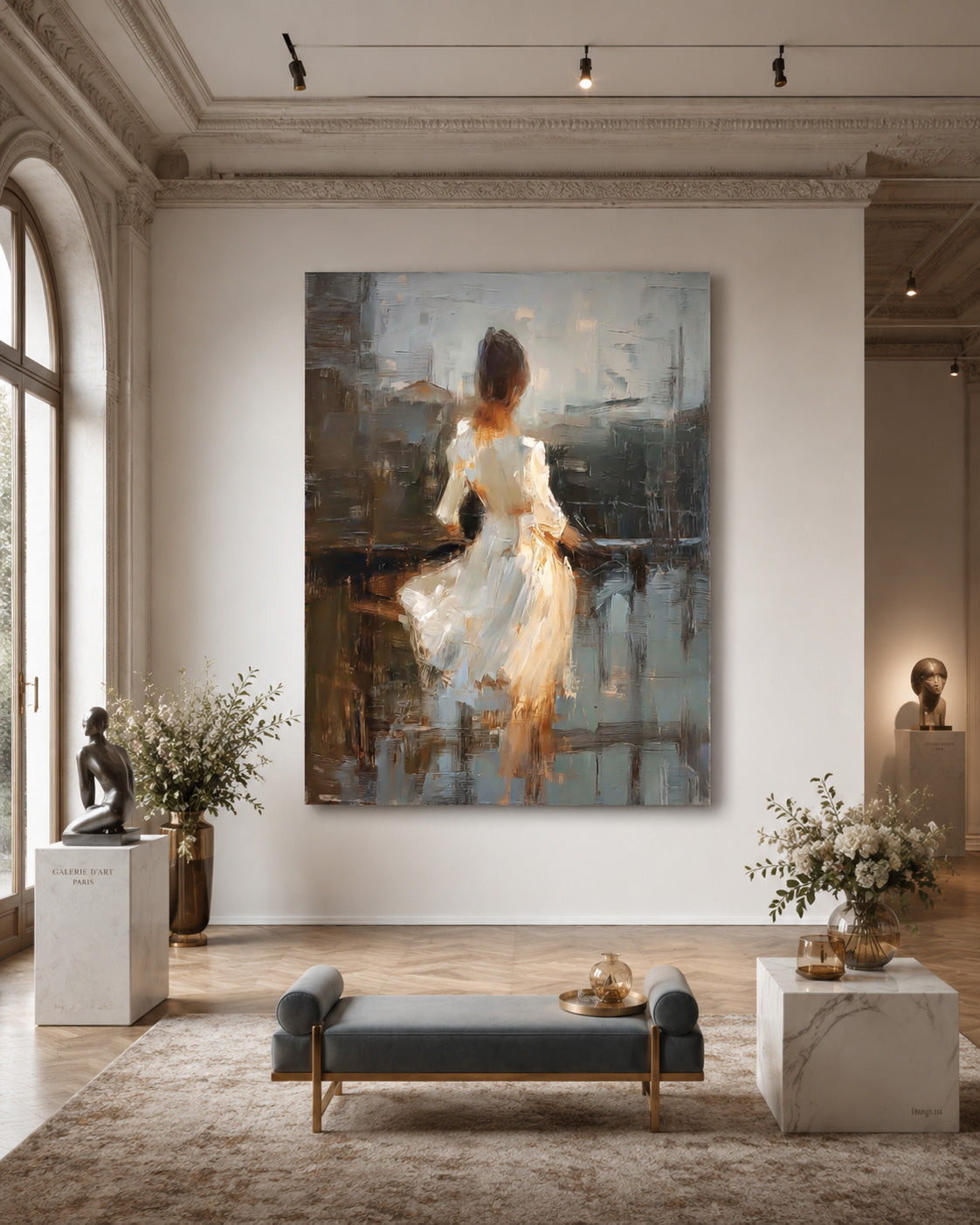 Vintage Abstract Woman Painting With Textured Brushstrokes For Living Room Decor