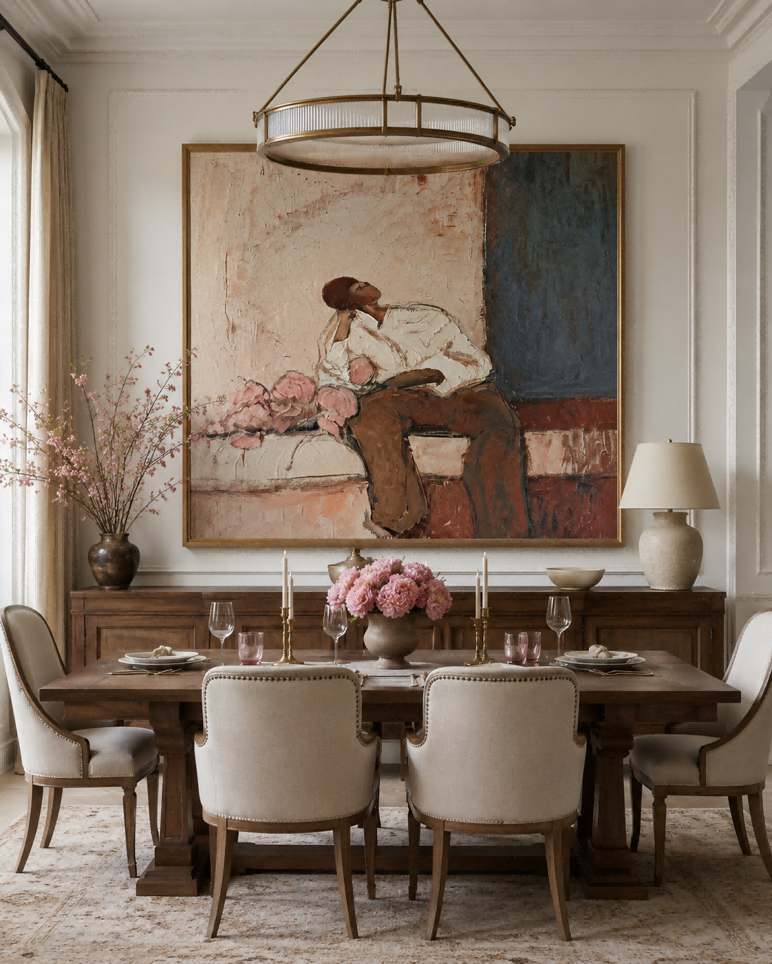 Square Canvas Art Featuring A Solitary Figure In Retro Style For Study