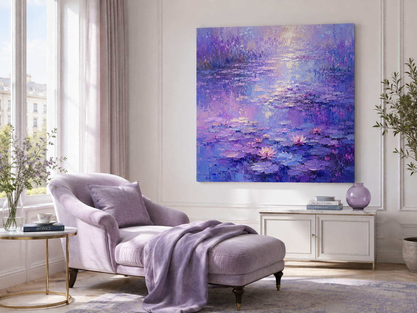 Modern Impressionist Floral Art With Dreamy Violet Tones