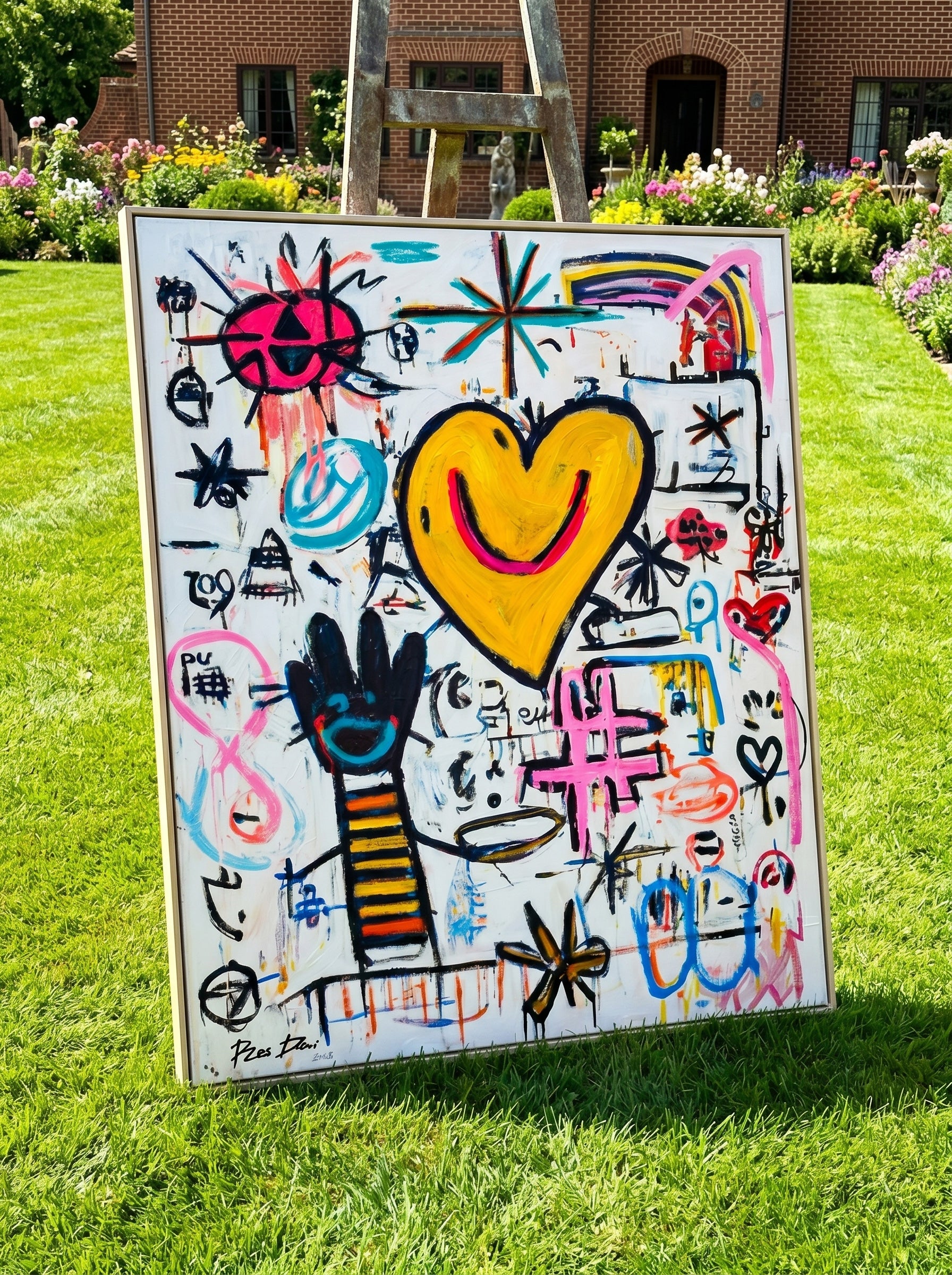 Expressive Heart Centered Abstract Art For Creative Studio And Lounge