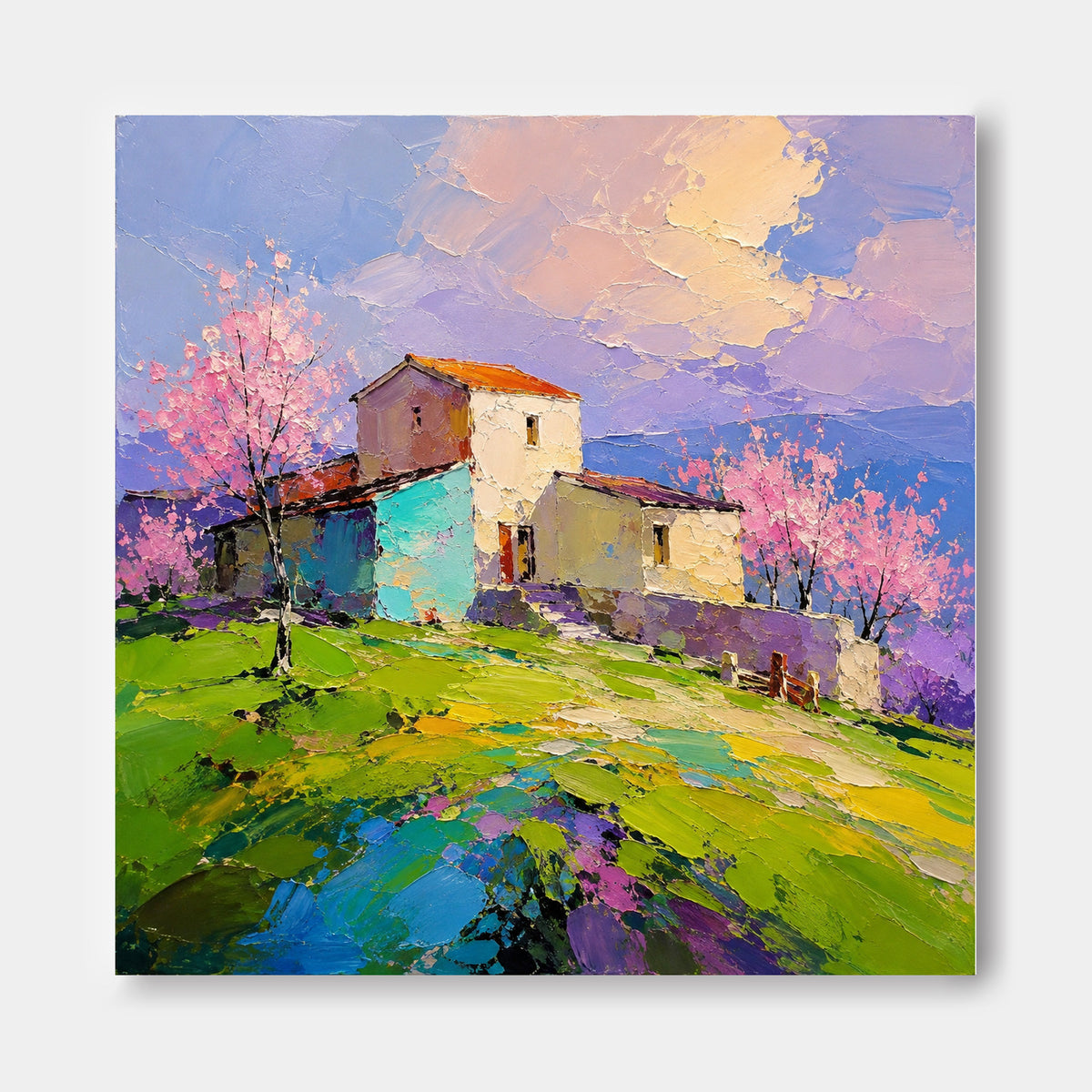 Modern Impressionist Floral Landscape Oil Painting On Canvas