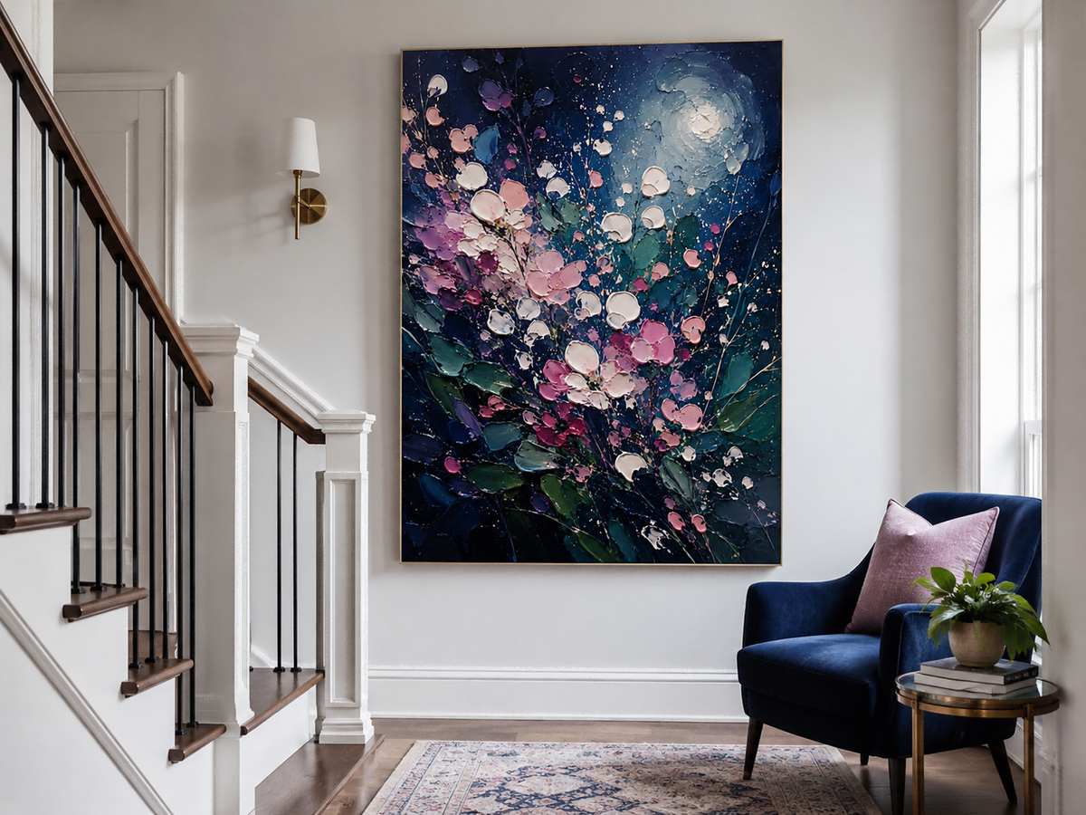 Romantic Moonlight Flower Wall Art For Bedroom And Living Room Decor Romantic Moonlight Flower Wall Art For Bedroom And Living Room Decor