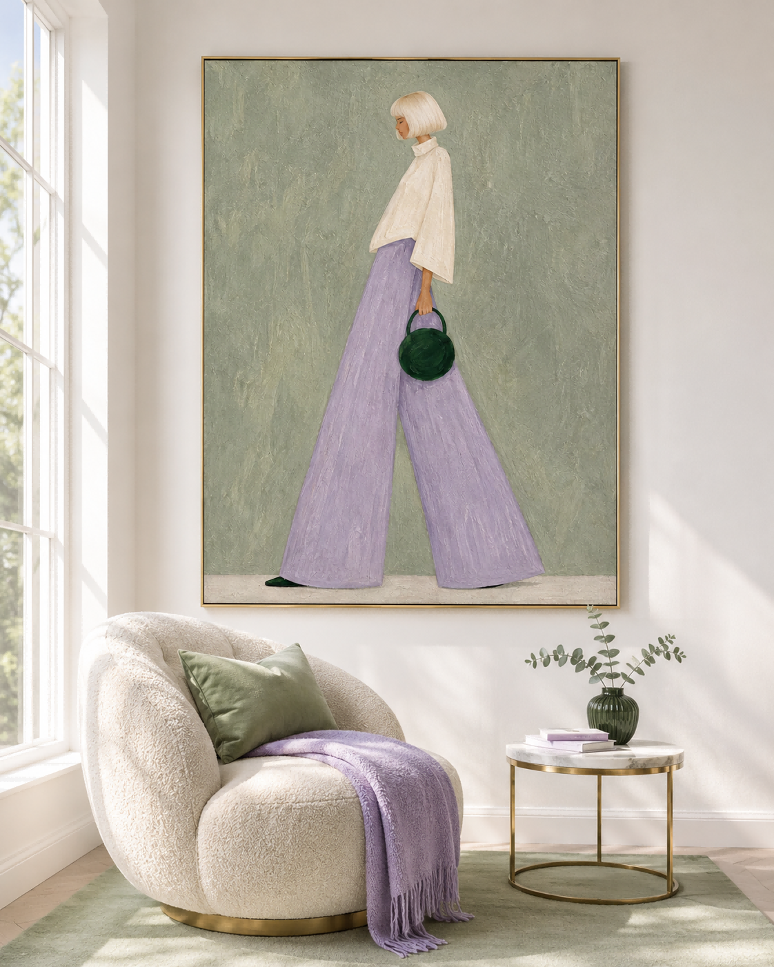 Abstract Modern Art Painting With Textured Brushwork And Feminine Elegance