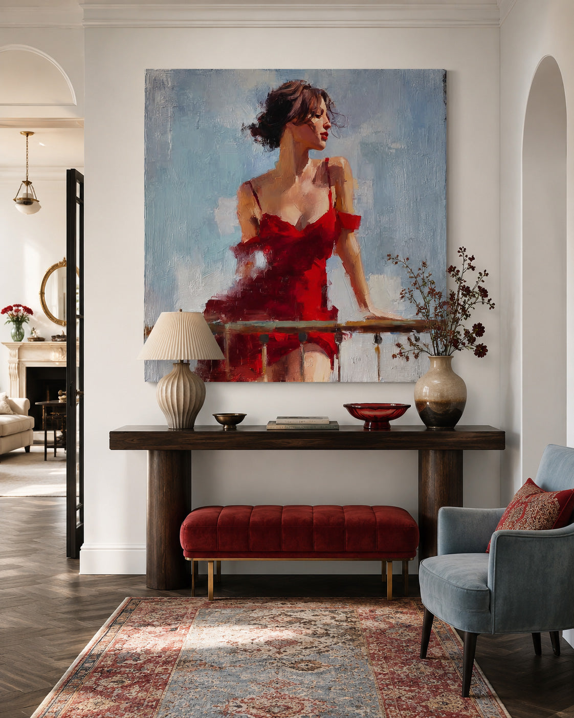 Expressive Female Figure Art With Textured Brushstrokes Square Canvas