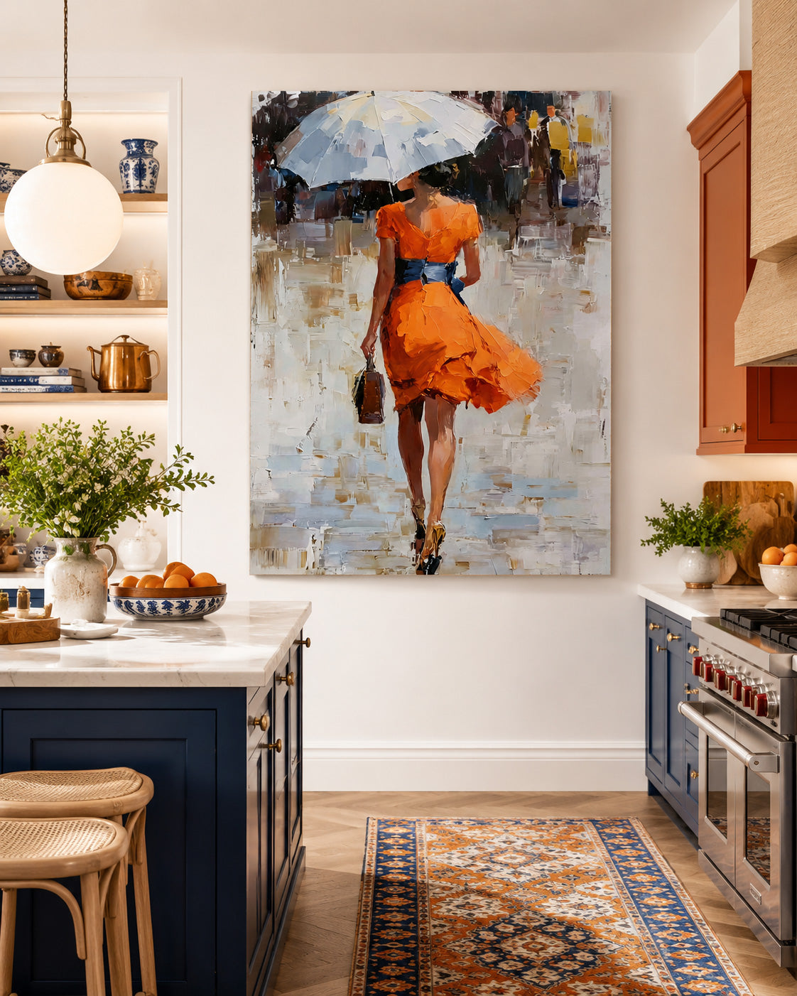 Romantic Rainy Day Scene Original Artwork Ideal Gift For Art Lovers And Collectors