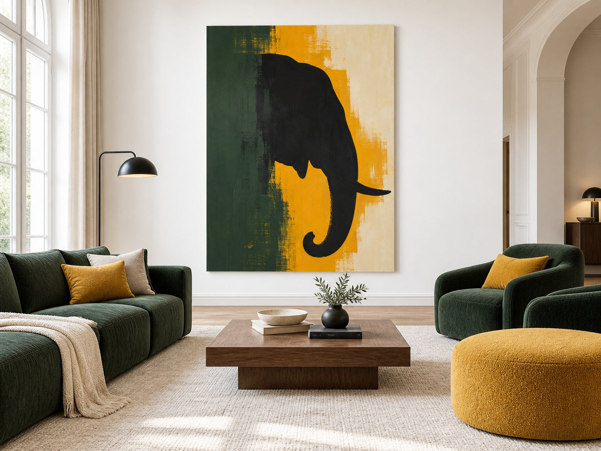 Abstract Geometric Animal Art With Heavy Texture And Retro Color Palette