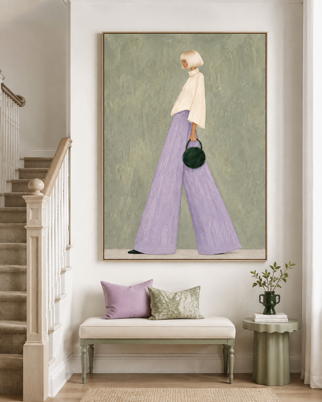 Abstract Modern Art Painting With Textured Brushwork And Feminine Elegance