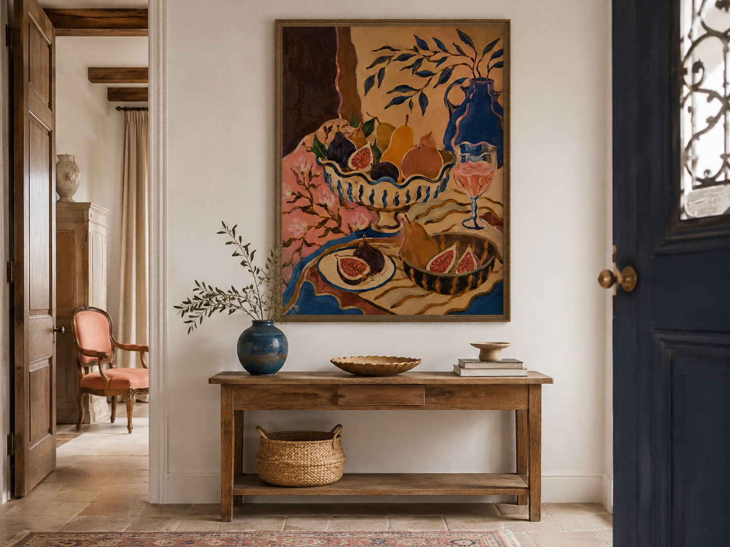 Fantasy Still Life With Pears And Figs In Art Deco Style Canvas Painting