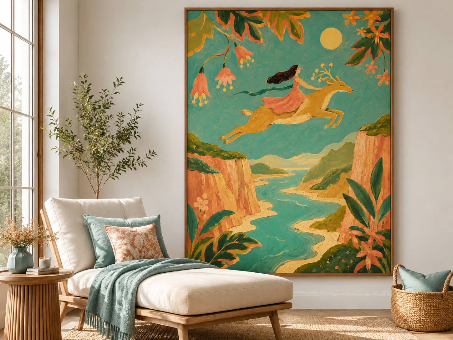 Whimsical Canyon River Wall Art For Bohemian Living Room
