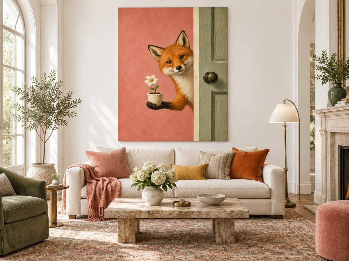 Modern Anthropomorphic Animal Painting Healing Storytelling Canvas Art