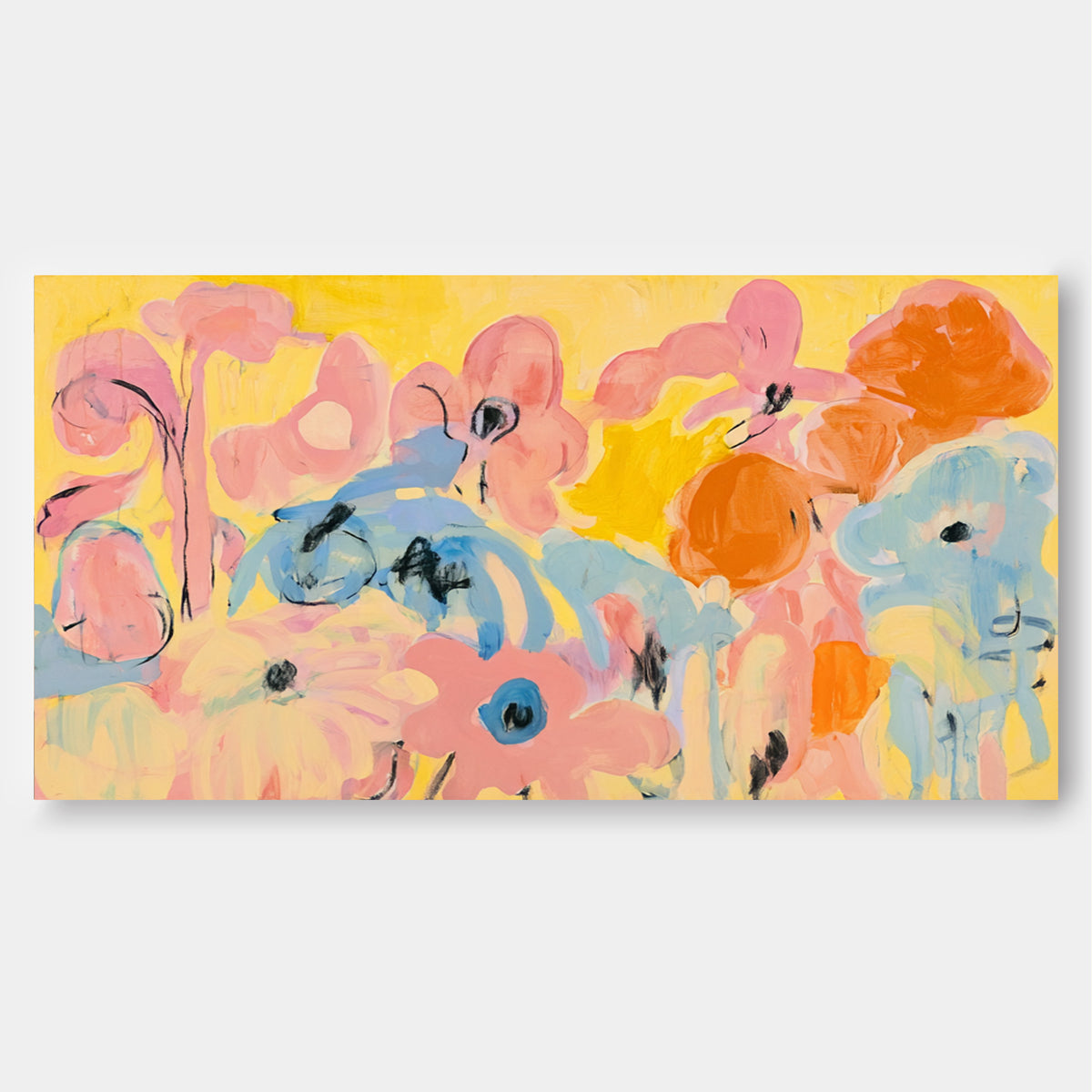 Scandinavian Style Abstract Flower Art With Macaron Color Palette